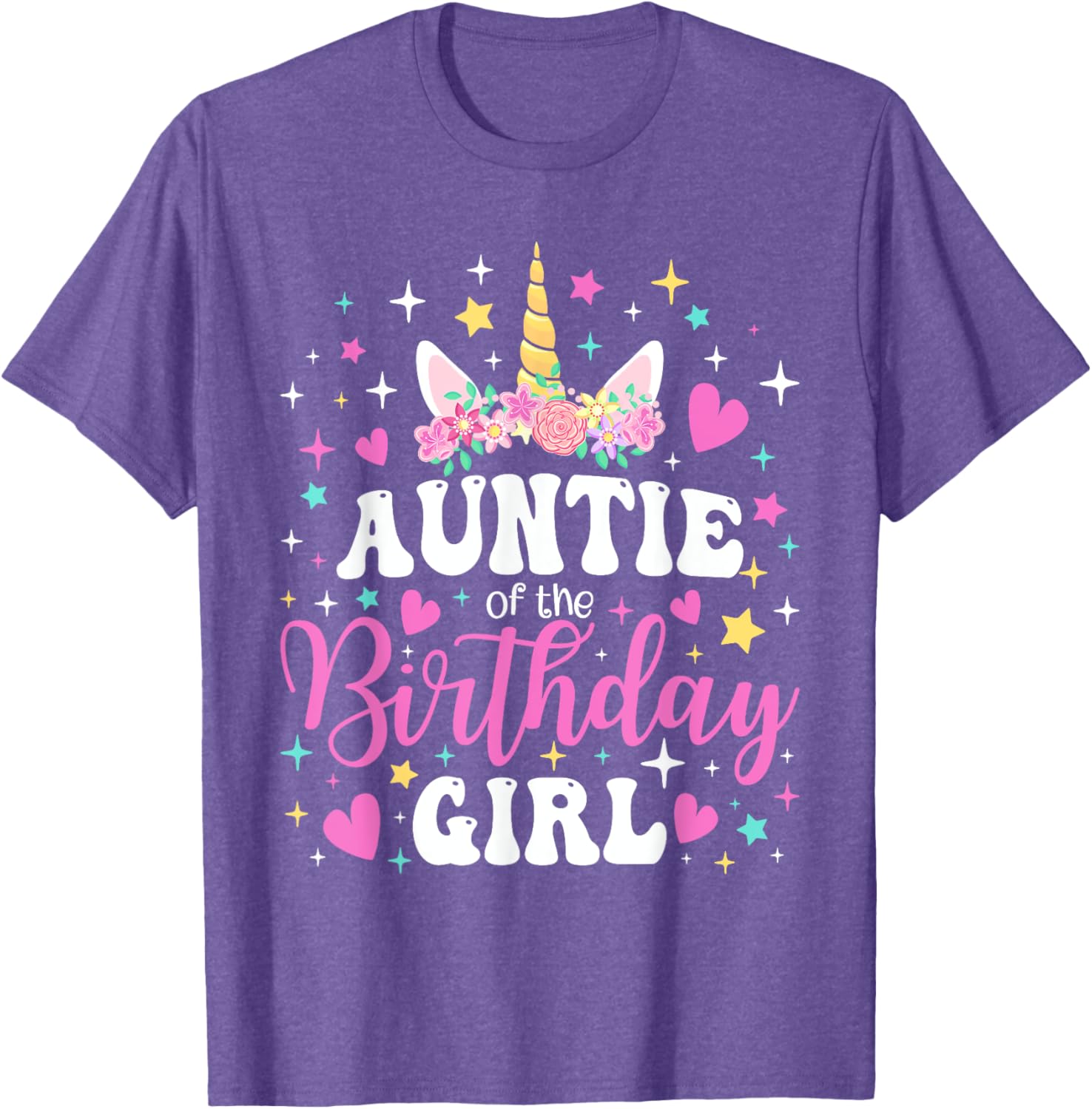 Unicorn Auntie Birthday Matching T-Shirt for Family Celebration Fun - 17