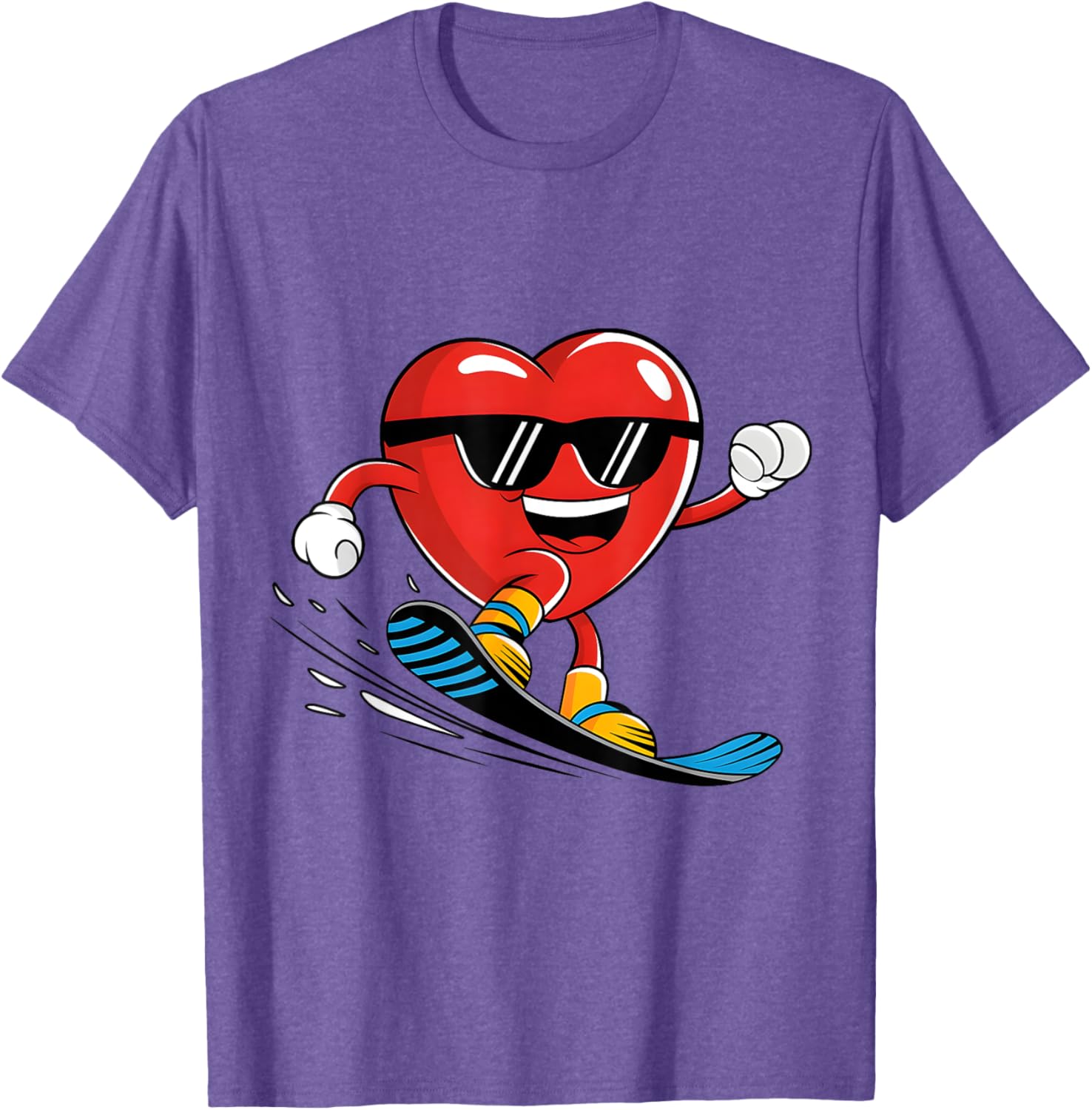 Snowboard Heart Valentine's Day T-Shirt for Boys and Girls Fun Gift - 25