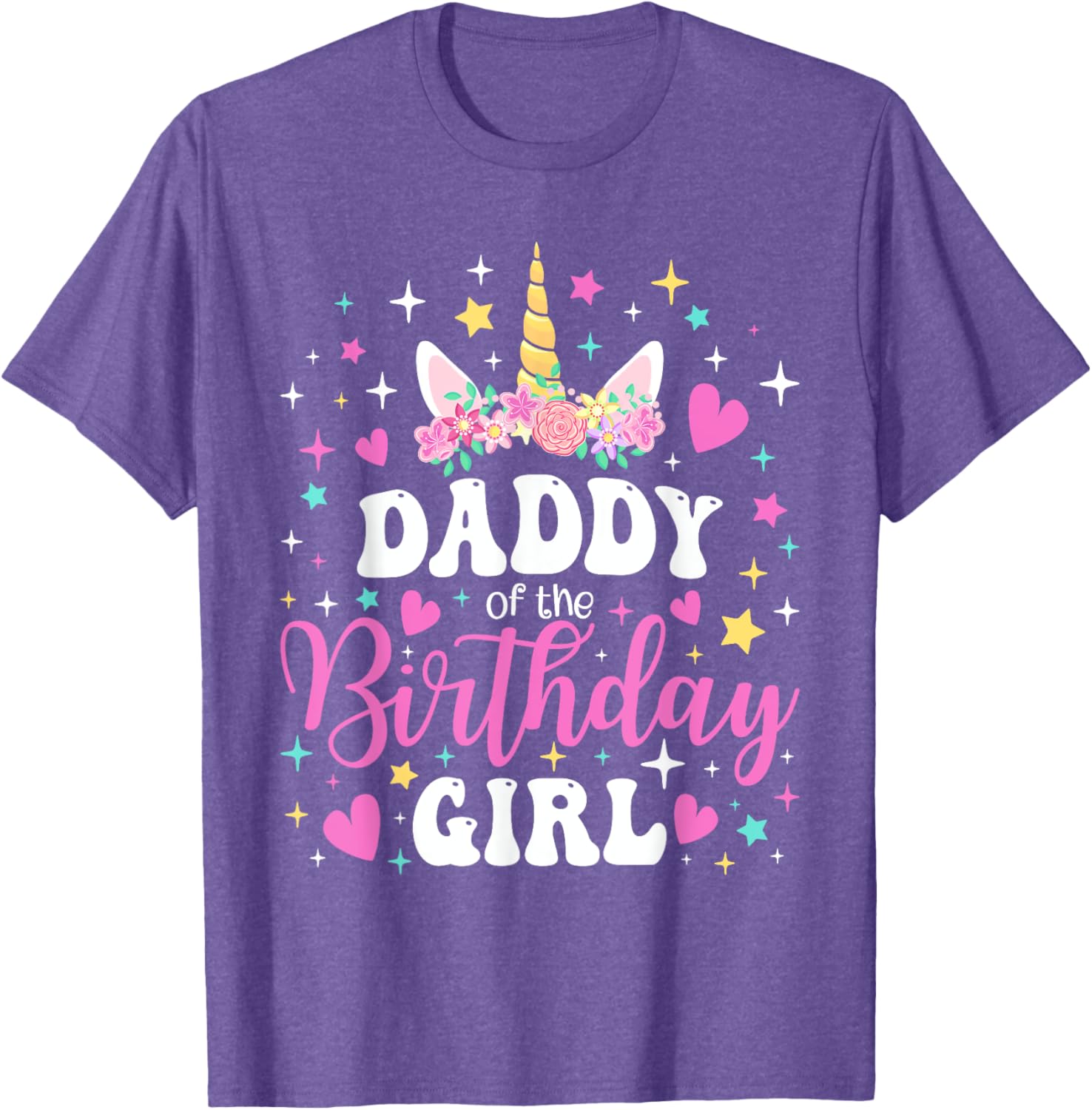 Family Matching Unicorn Daddy T-Shirt for Birthday Girl Celebration - 17