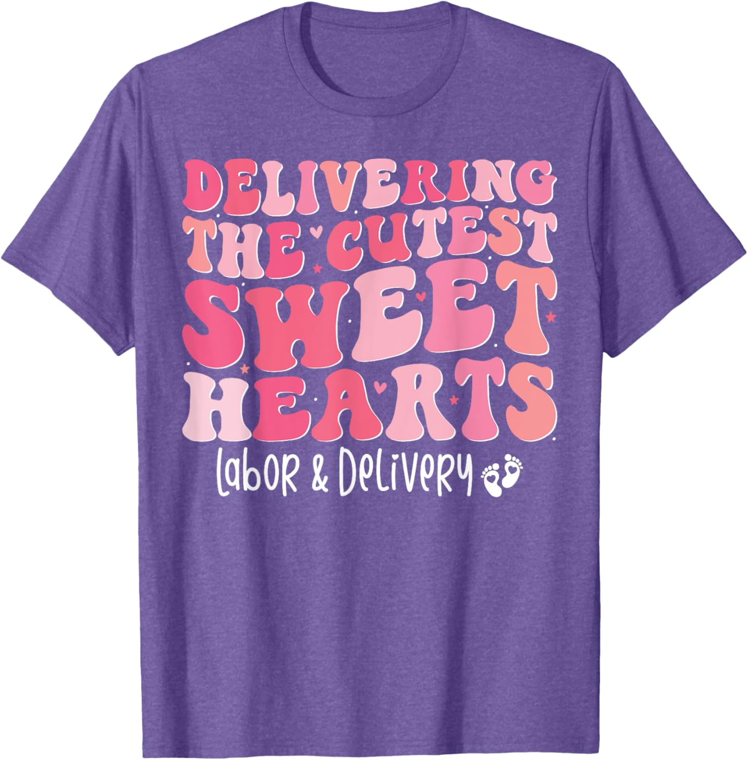 Groovy Labor and Delivery Nurse Valentine's Day T-Shirt for Nurses - 12