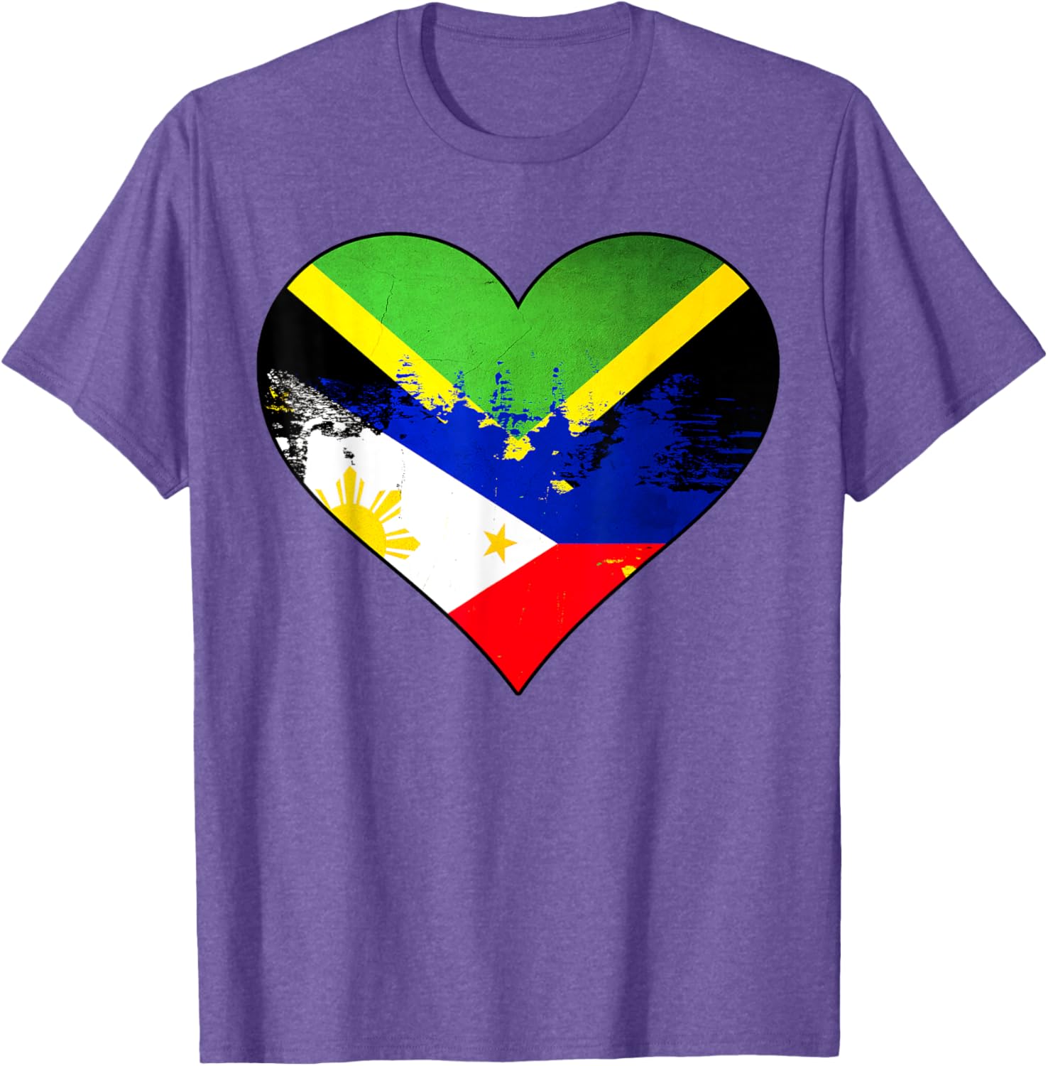 Jamaican Filipino Heritage Flag Heart T-Shirt for Proud Culture Lovers - 13