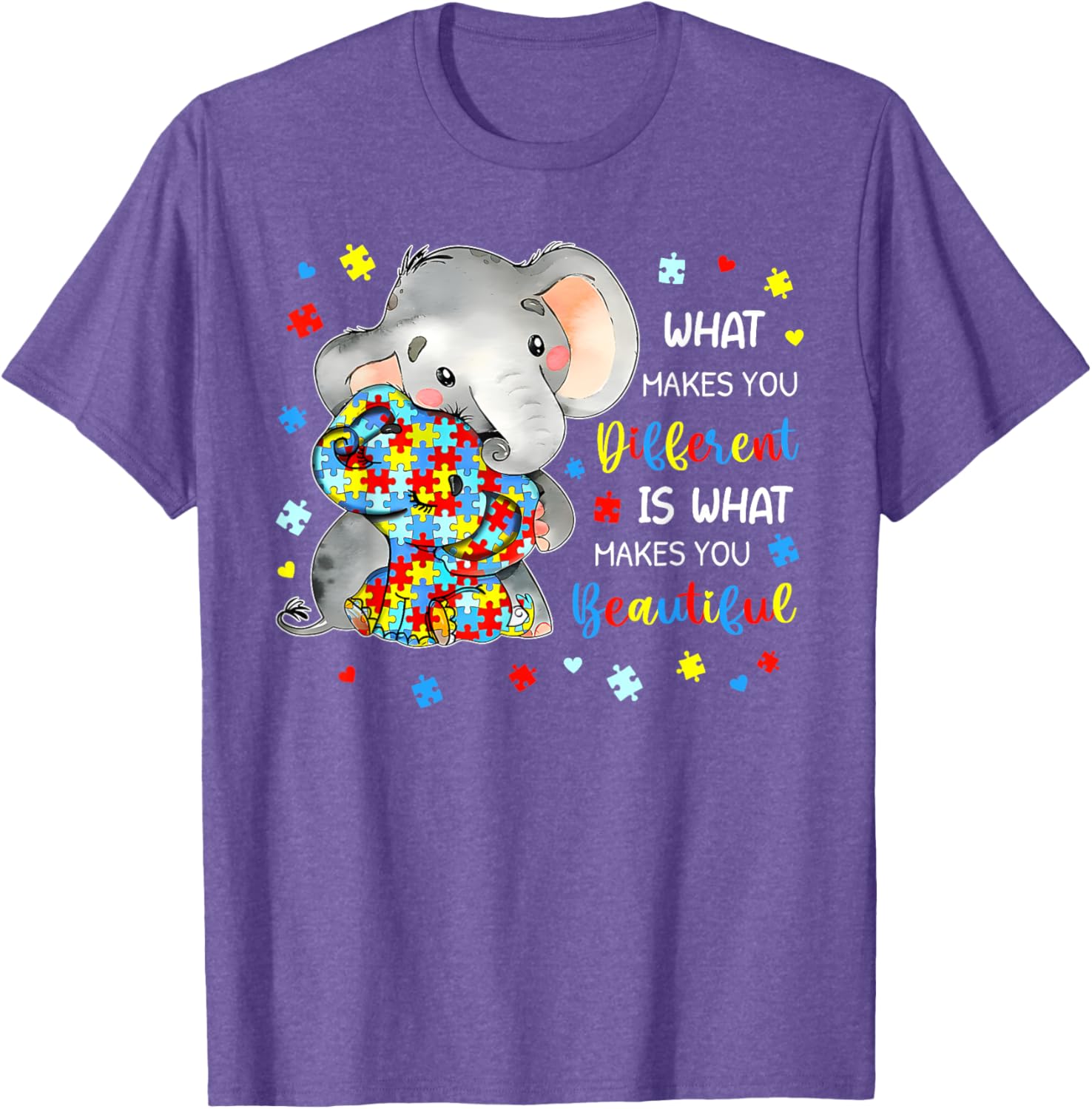 Unique Autism Awareness Elephant T-Shirt Celebrating Individuality and Beauty - 6