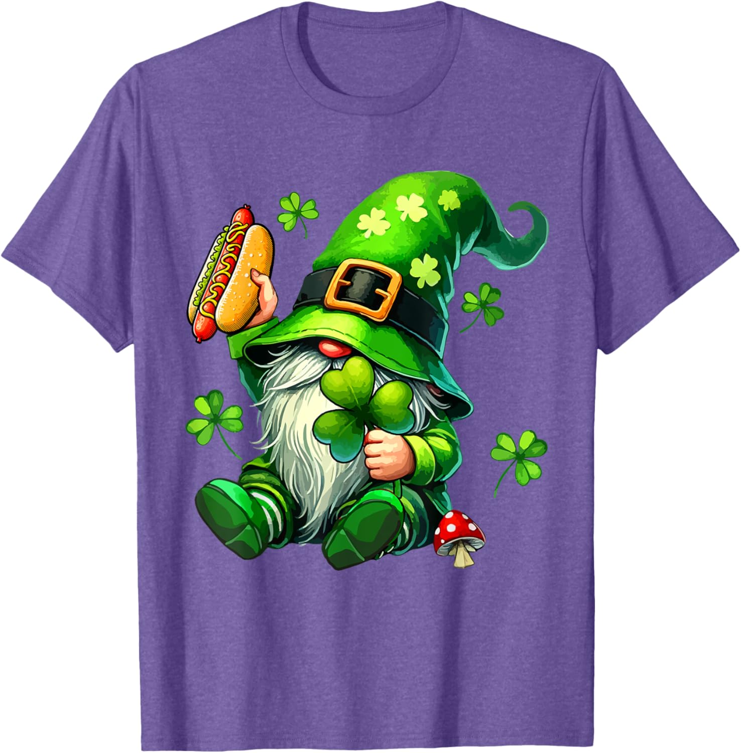 Gnome Eating Hot Dog St. Patrick's Day T-Shirt for Food Lovers - 13
