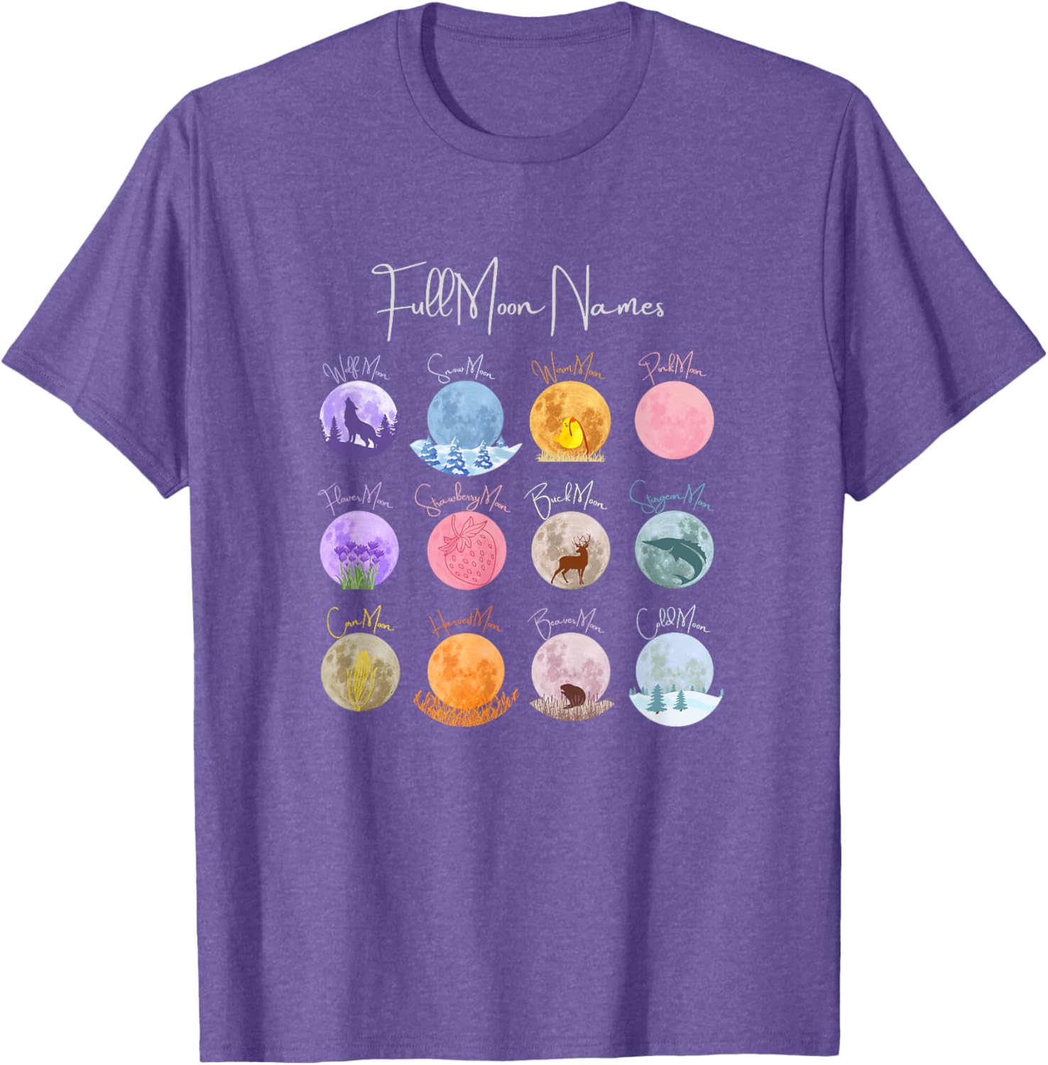 Full Moon Names T-Shirt Lunar Calendar Tees and Accessories Elegance - 4
