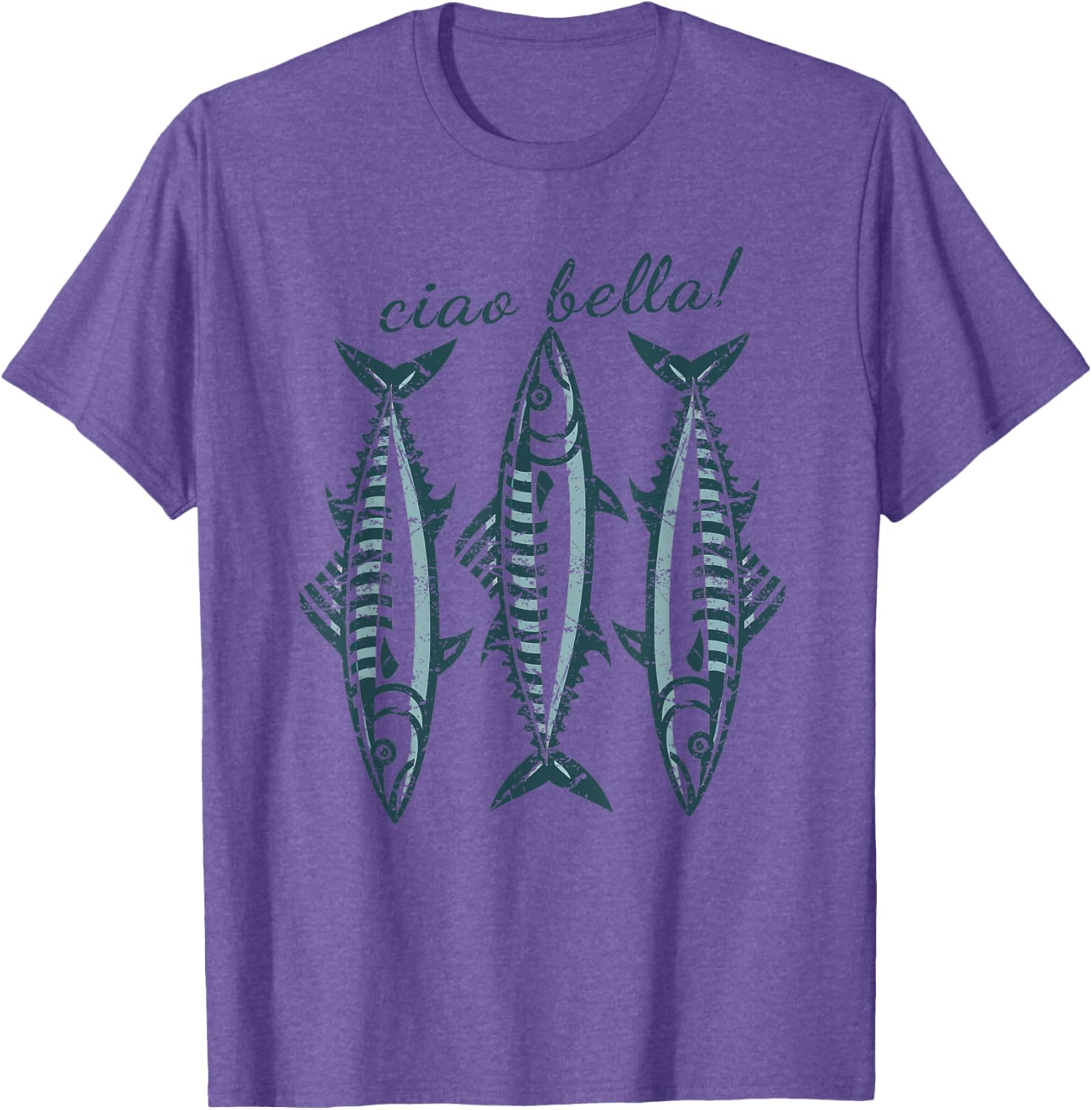 Coastal Italian Fisherman T-Shirt featuring Sardines and Mackerel Design - 7