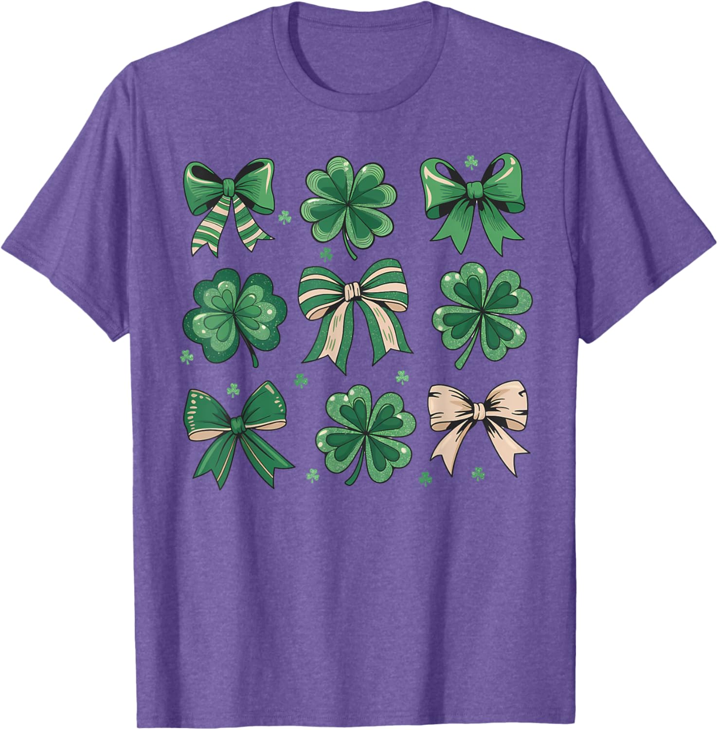 Cute Retro St Patricks Day Shamrock Bow T-Shirt for Festive Fun - 5