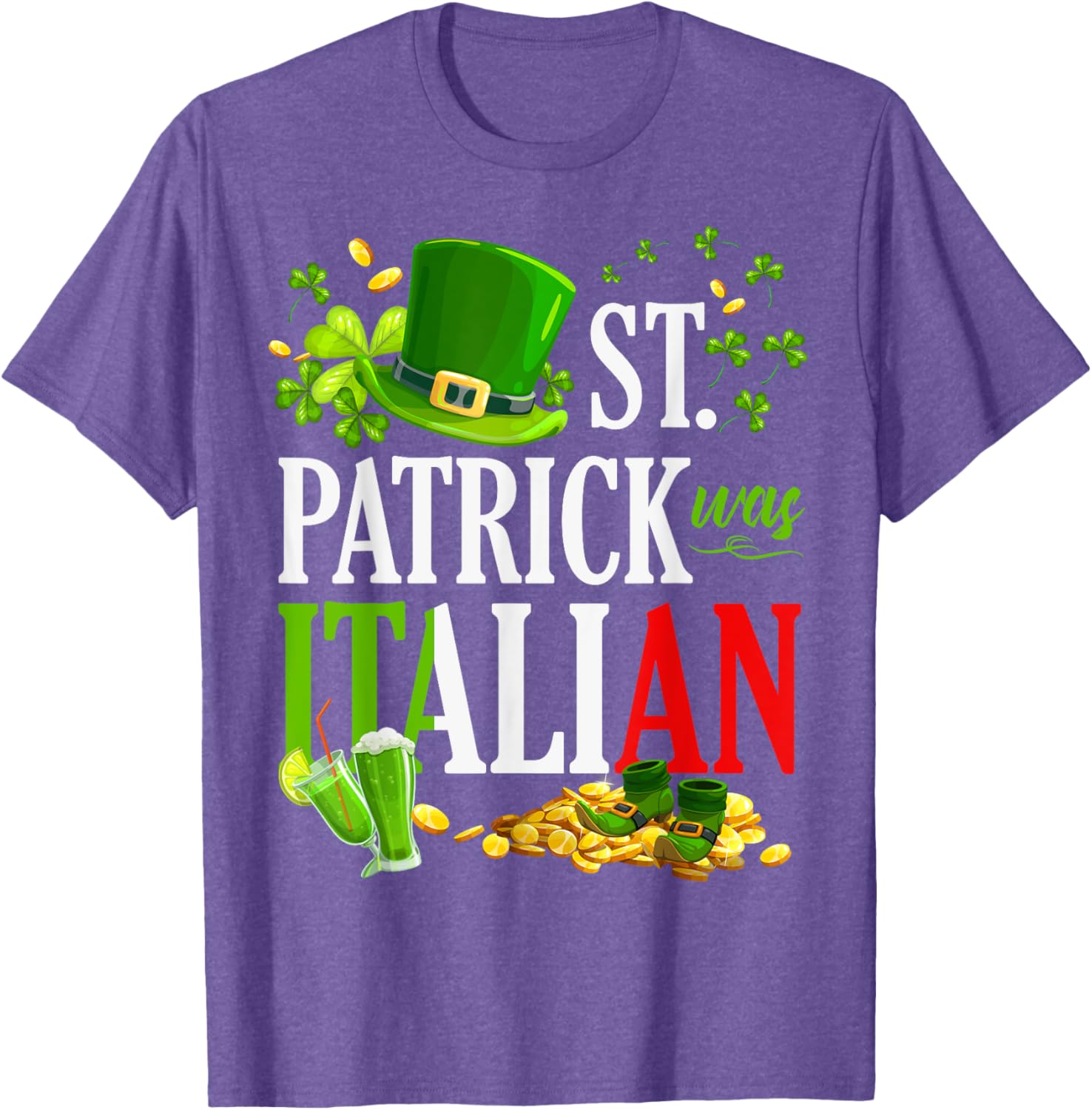 Vintage St Patrick Was Italian Clover Graphic T-Shirt for St Patricks Day - 14