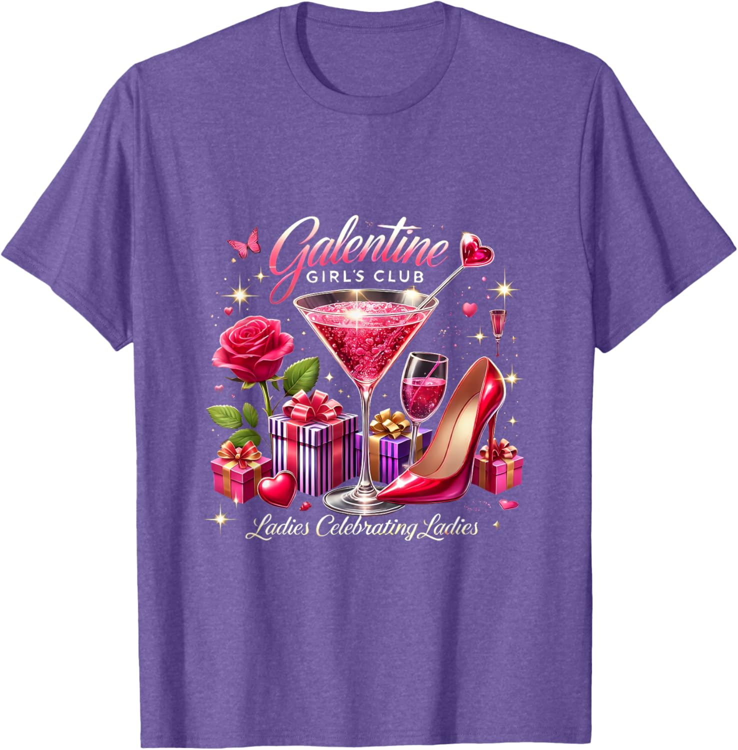Galentine's Celebration Martini Glass T-Shirt for Fun Girls Night Out - 17