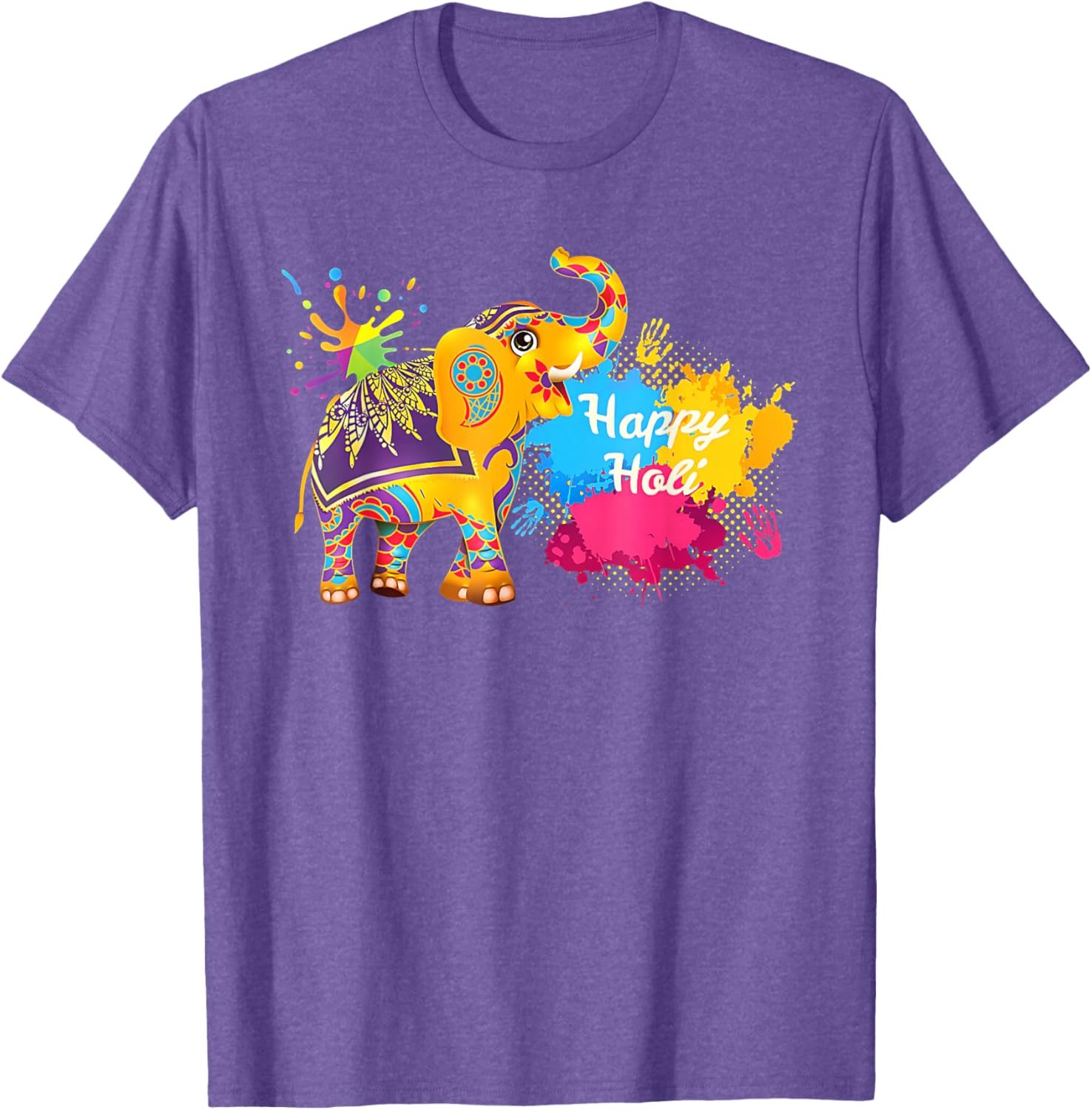 Happy Holi Elephant T-Shirt for Men, Women, and Kids - Colorful India Apparel - 10
