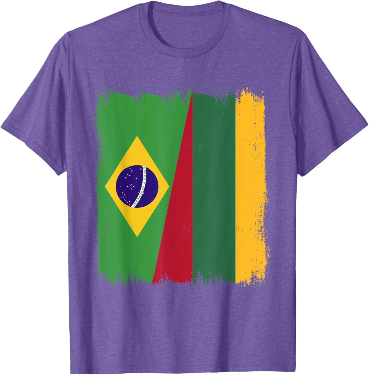 Brazil Lithuania Half Flag Roots T-Shirt for Proud Brazilian Lithuanians - 9