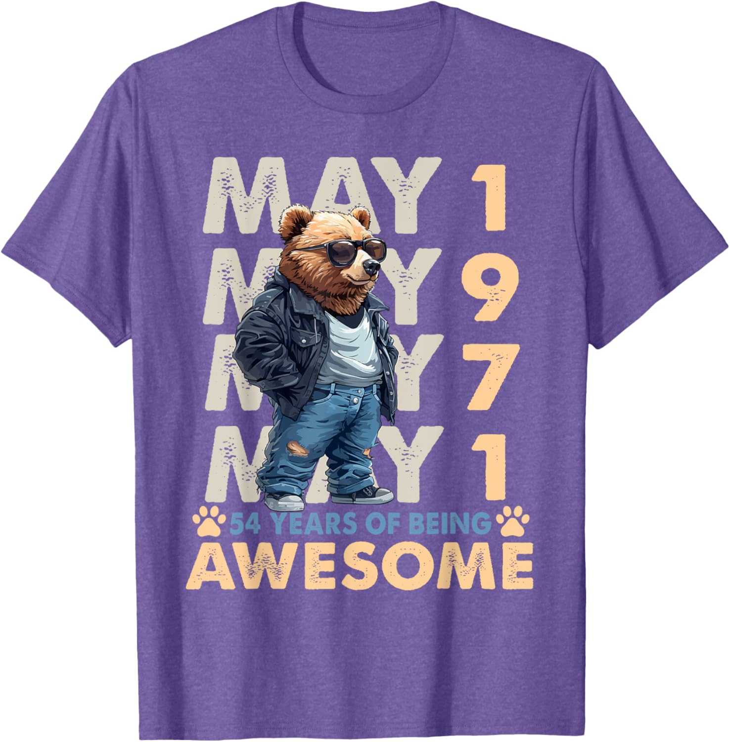 54th Birthday Bear Legends May 1971 T-Shirt for Men - Fun Gift Idea - 10