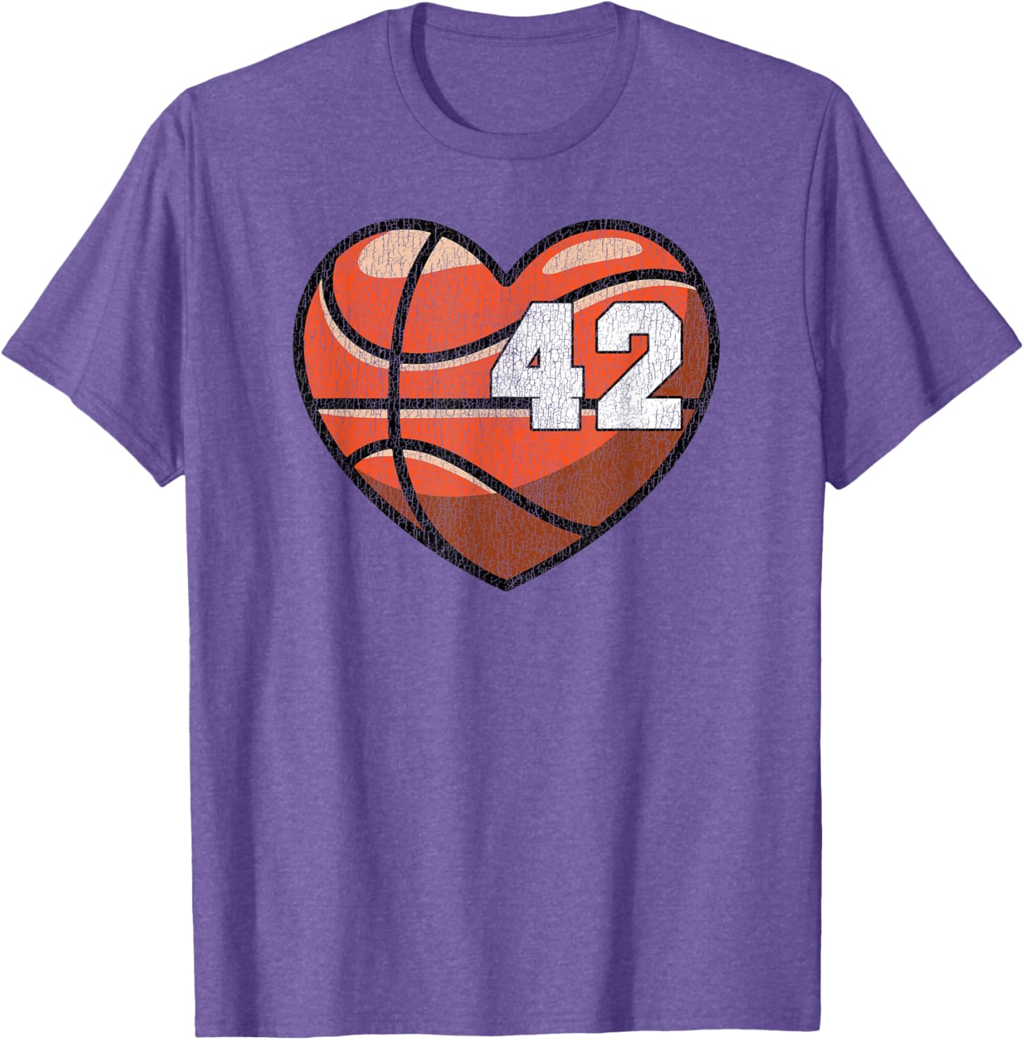 Distressed Heart Design Basketball Number 42 T-Shirt for Fans - 1