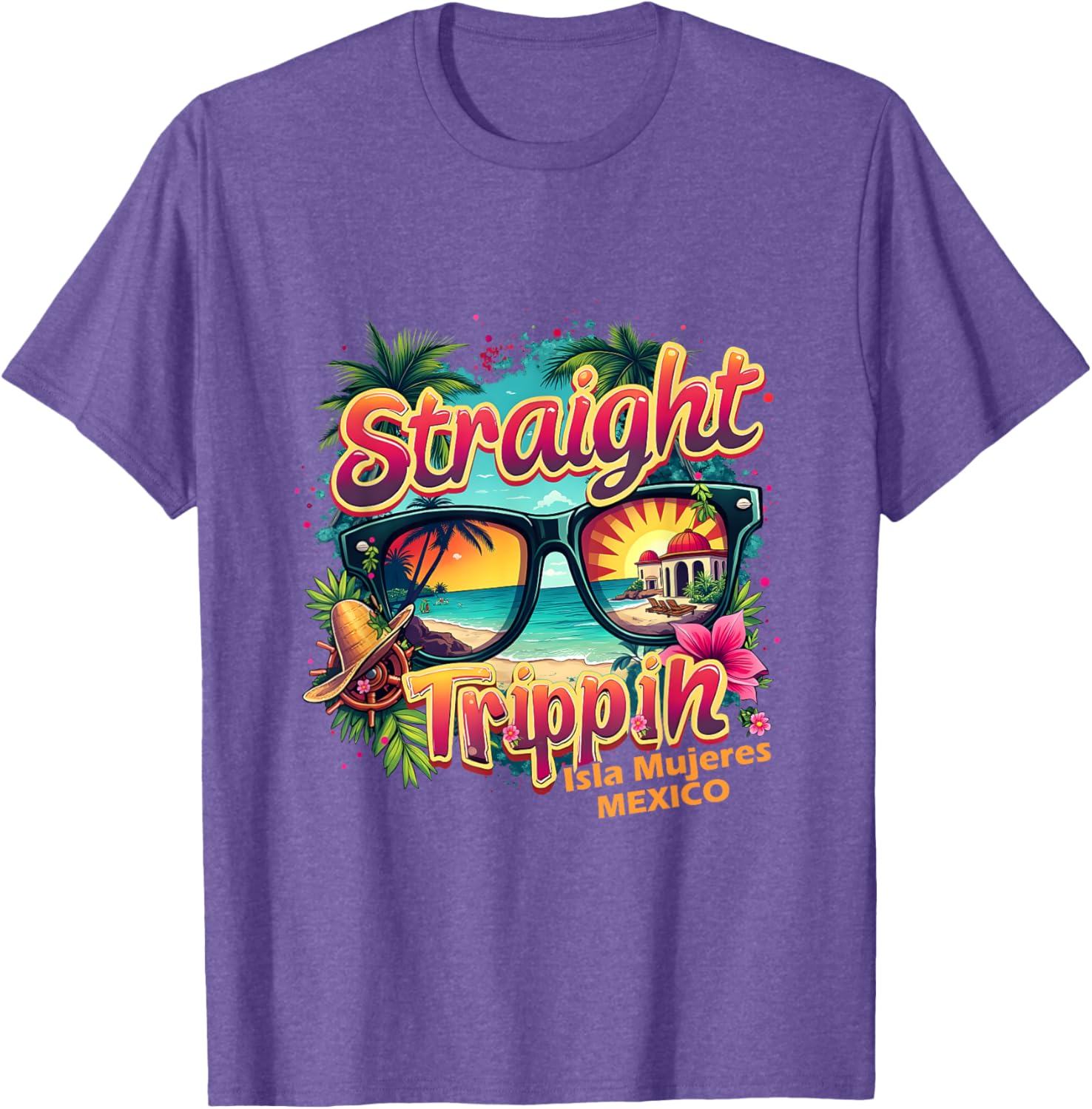 Isla Mujeres 2025 Retro Straight Trippin T-Shirt for Vacation Fun - 12
