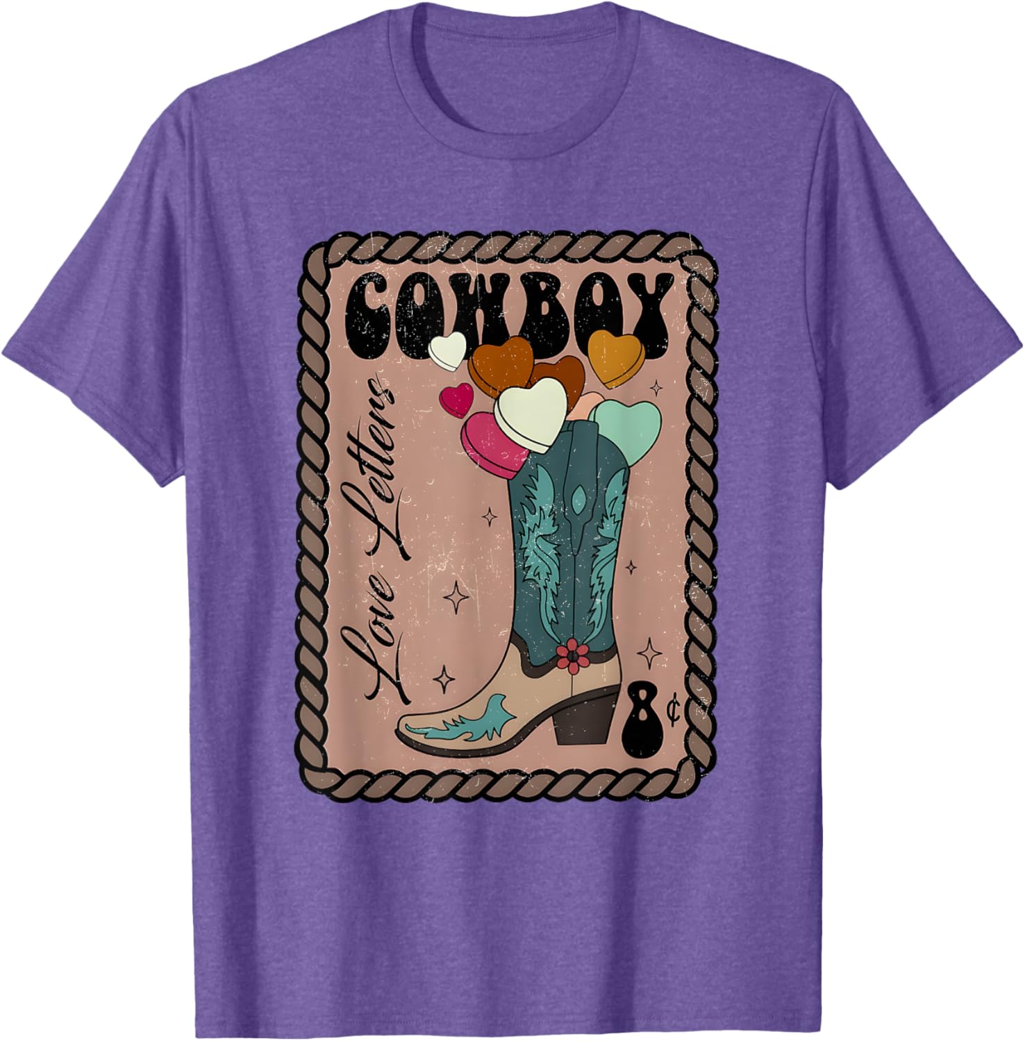 Cute Cowboy Love Letter Retro Valentine T-Shirt for Western Lovers - 19