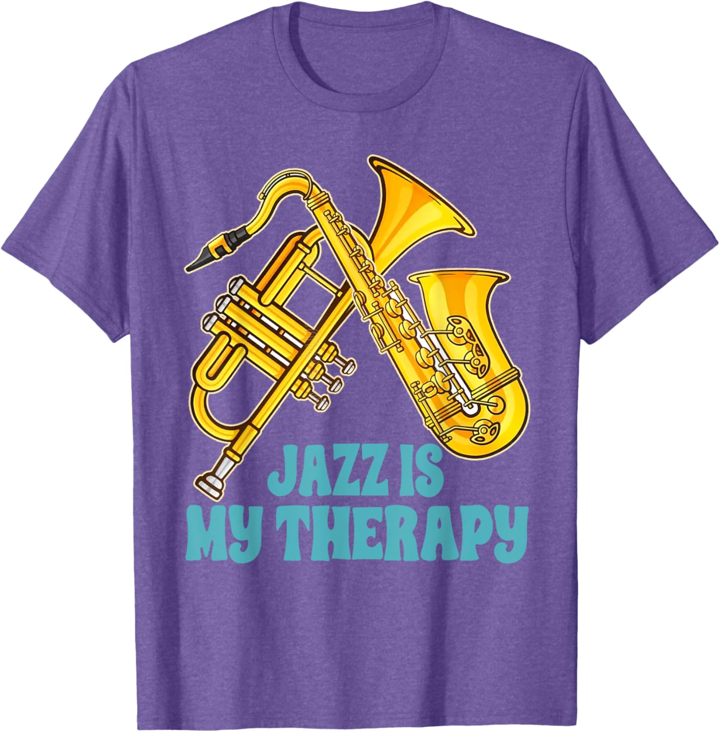 Jazz Lover Musician T-Shirt Featuring Saxophone and Trumpet Design - 17