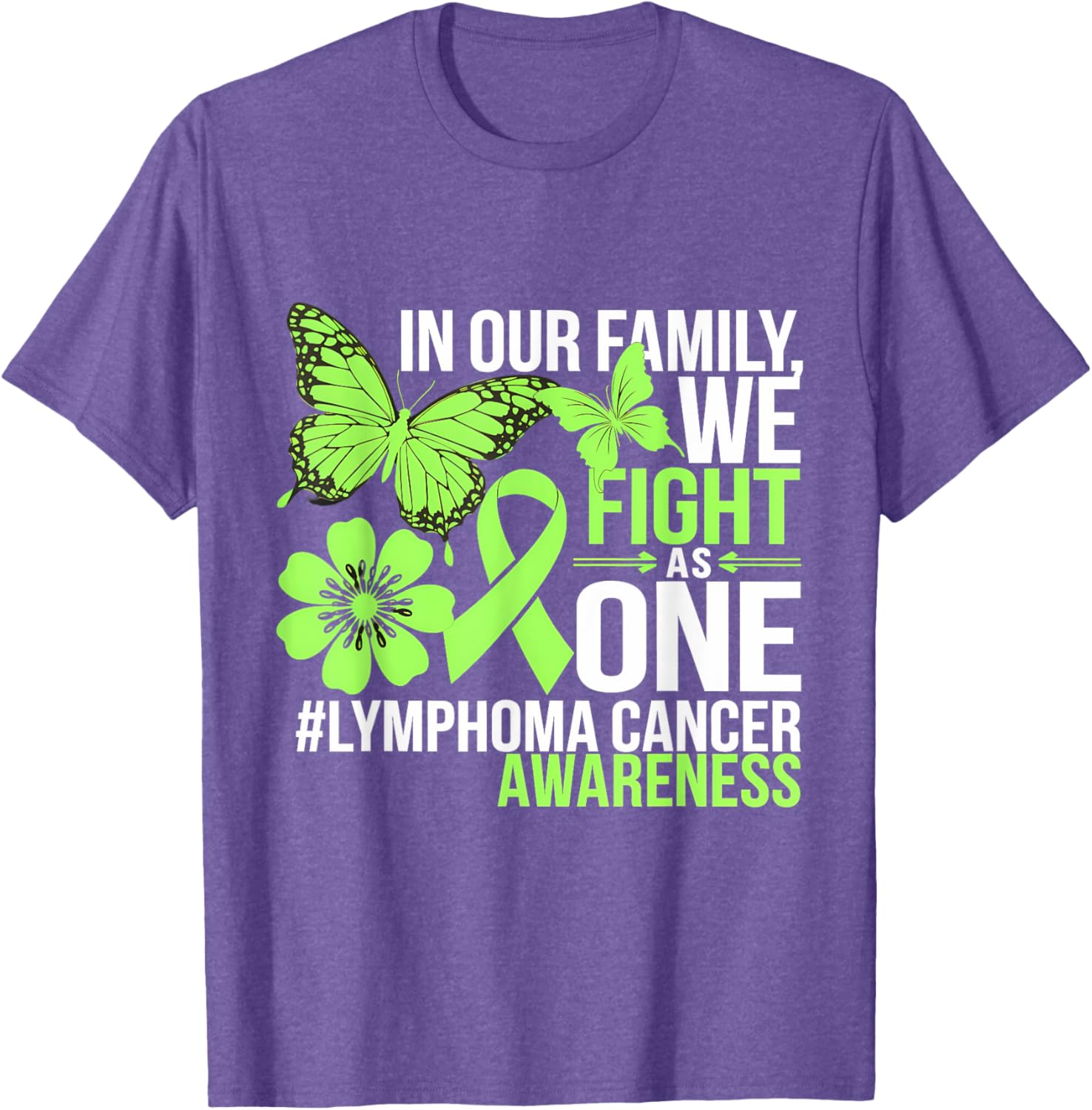 Green Ribbon Lymphoma Awareness We Fight As One T-Shirt for Supporters - 8
