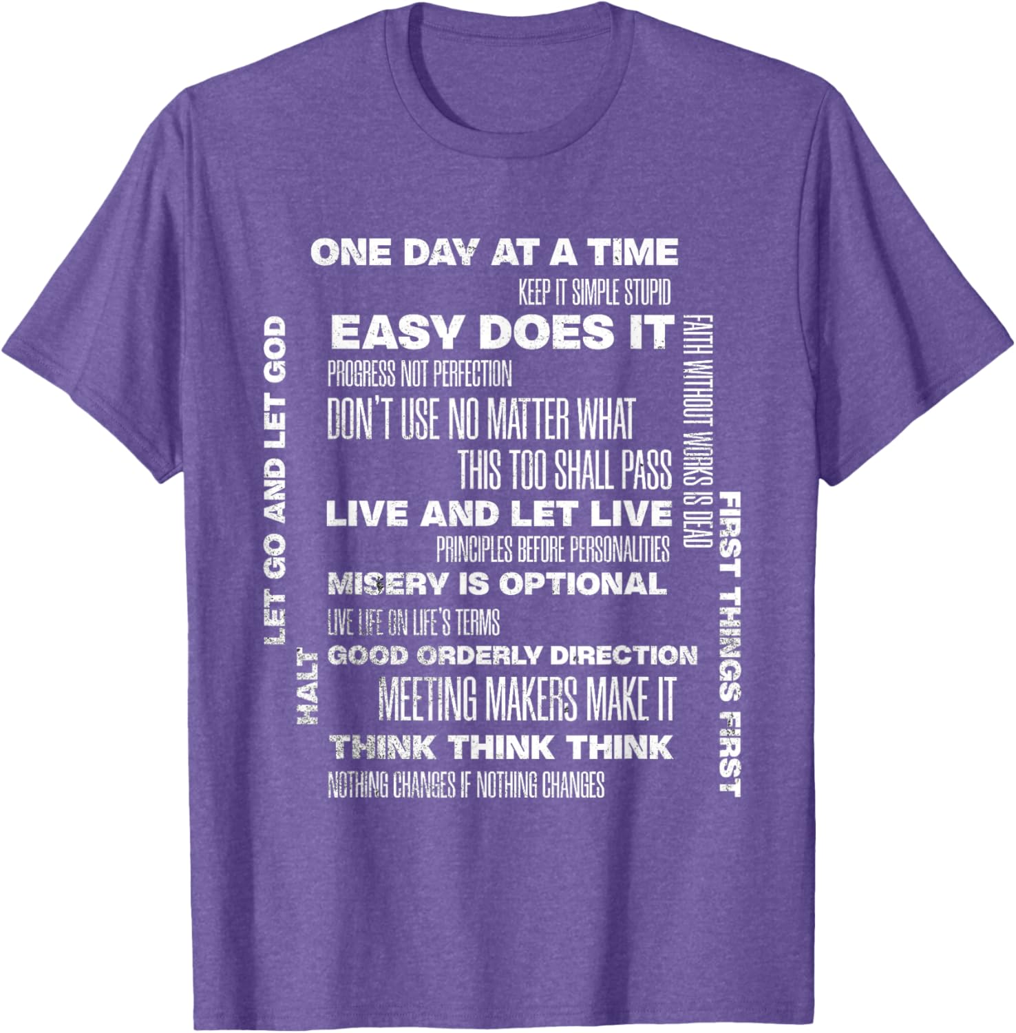 One Day At A Time Inspirational Recovery Sobriety Anniversary T-Shirt - 18
