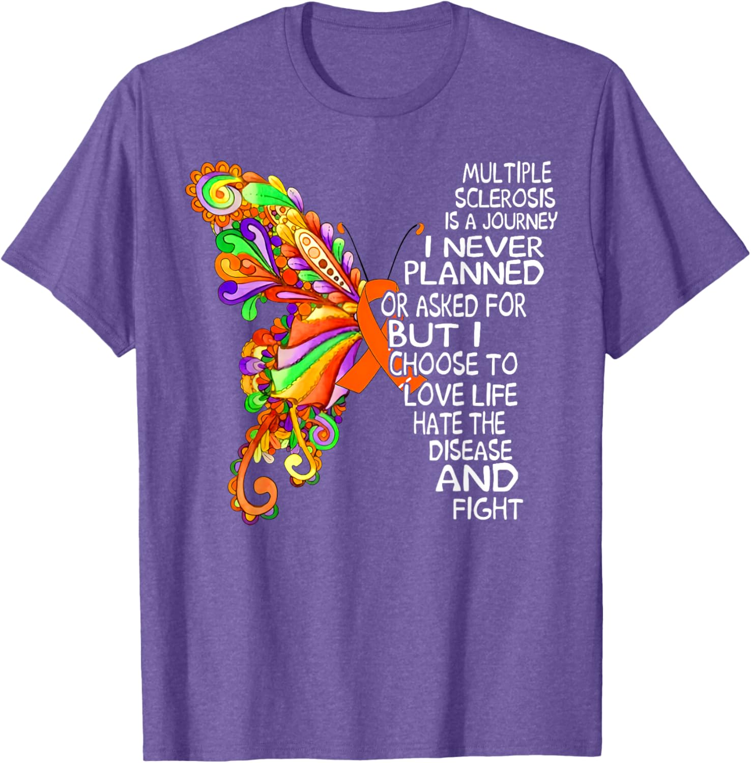 Butterfly Ribbon MS Warrior T-Shirt for Multiple Sclerosis Awareness - 7