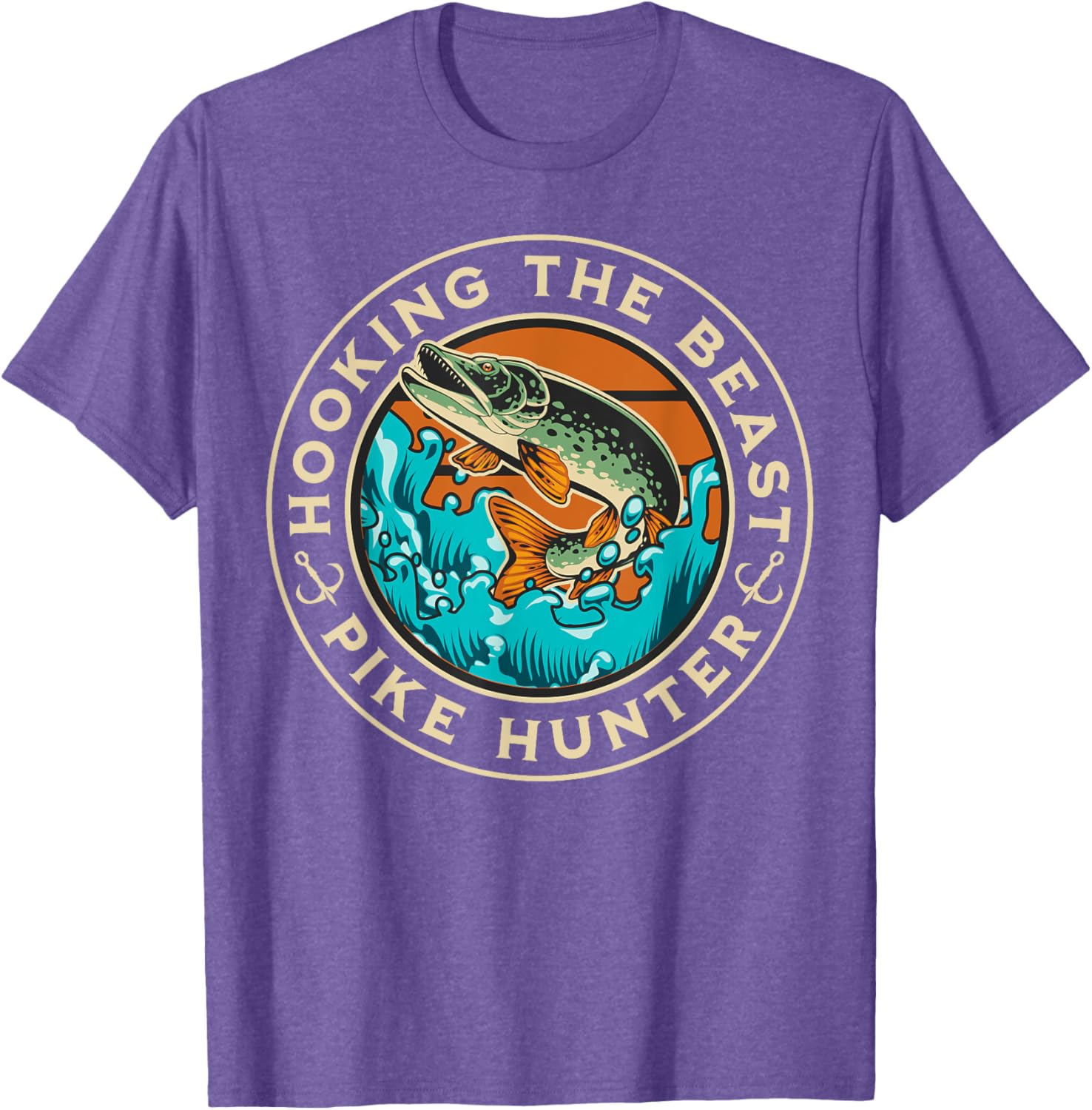 Vintage Pike Hunter Fishing T-Shirt for Men - Cool Fisherman Apparel - 1