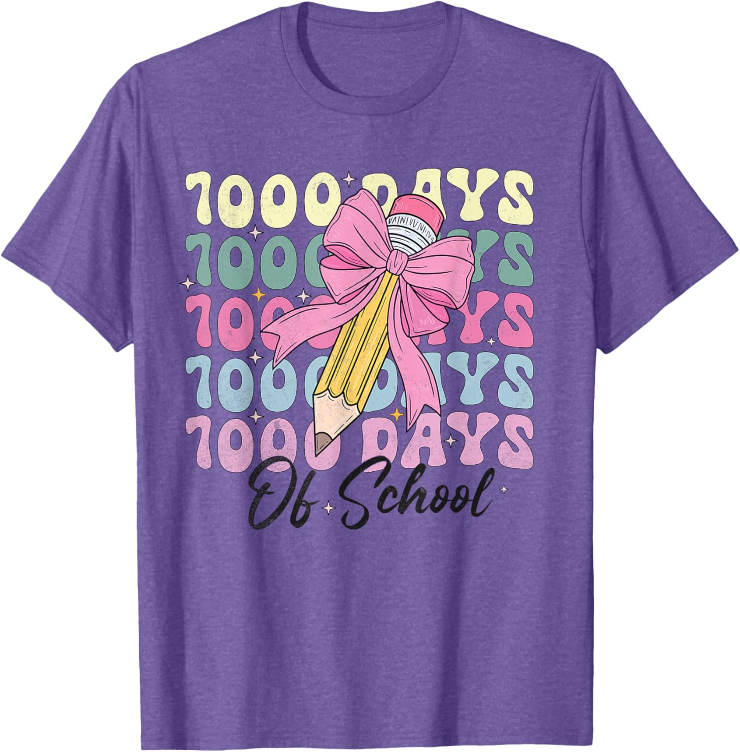 1000 Days of School Girls Coquette Bow T-Shirt for Celebration Fun - 7