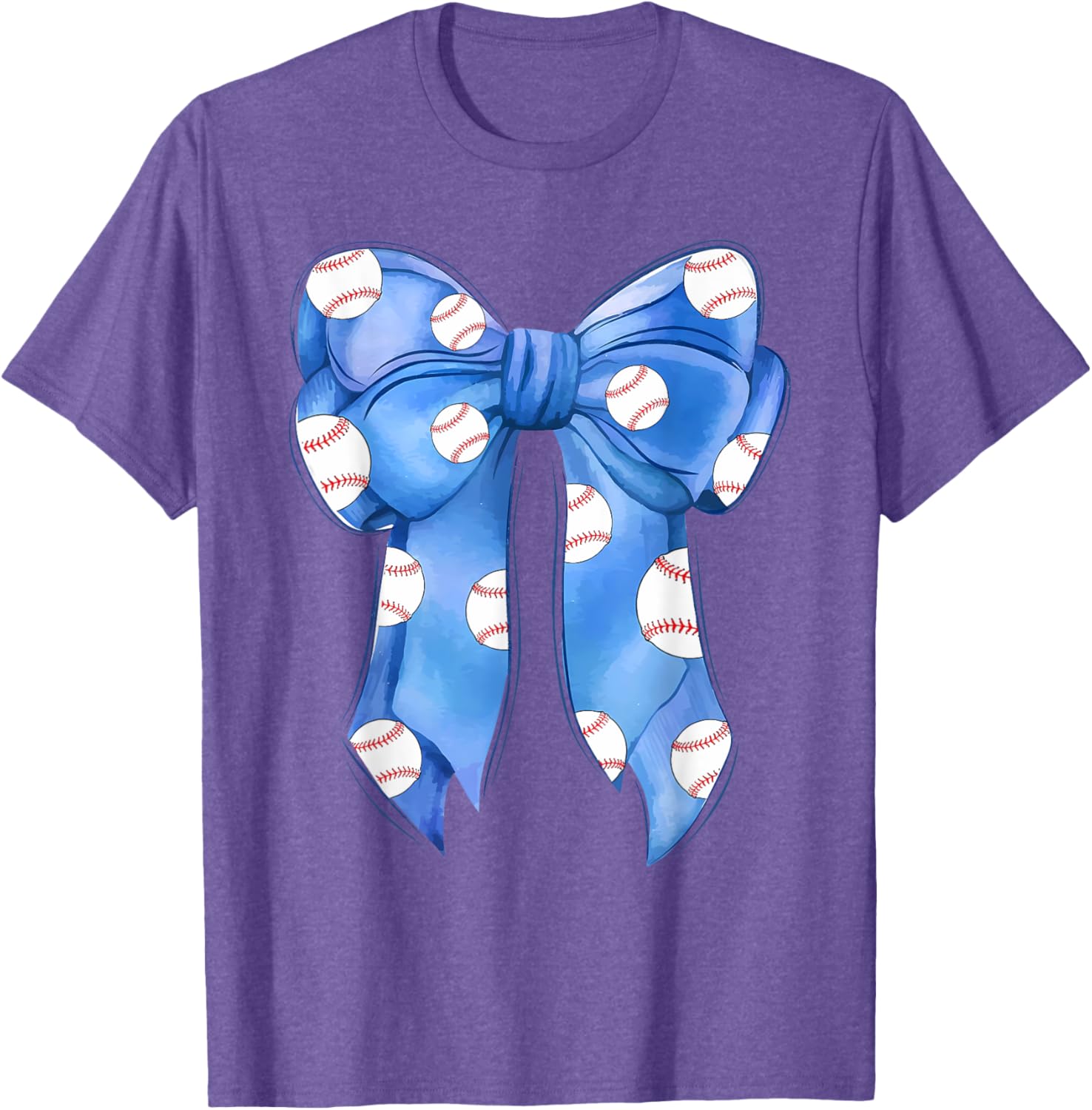 Funny Baseball Blue Team T-Shirt with Coquette Bow for Fans and Players - 7