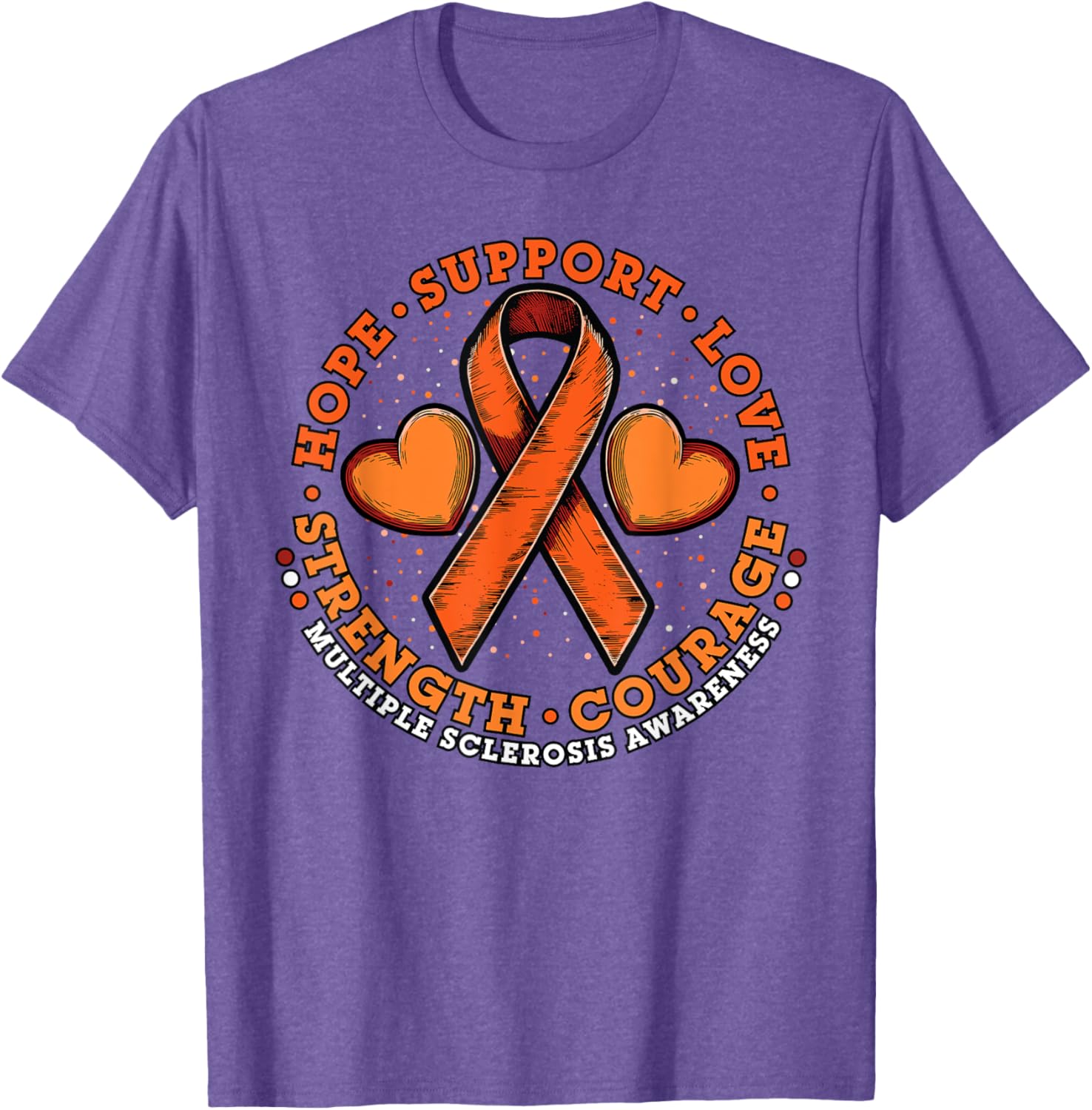 Orange Ribbon Multiple Sclerosis Awareness T-Shirt for Hope and Support - 18