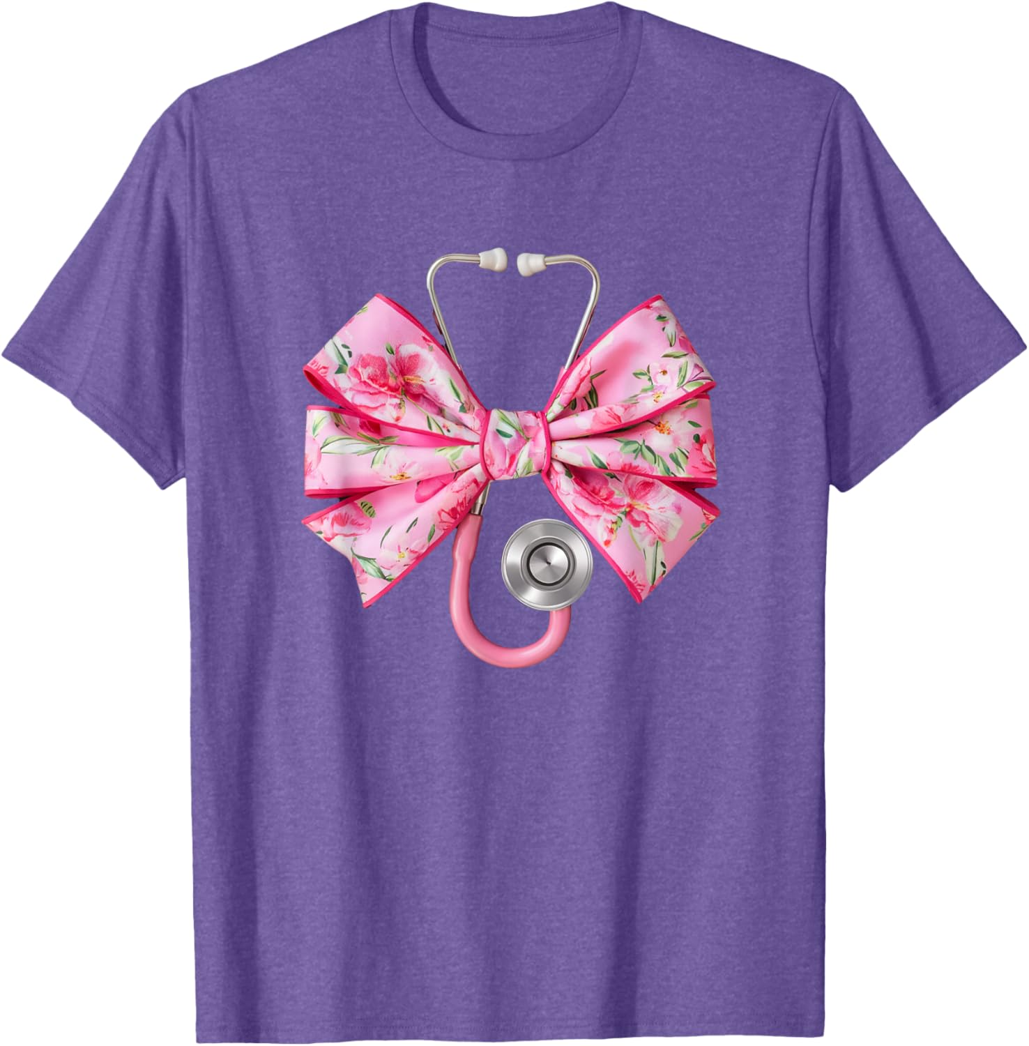 Pink Coquette Nurse Stethoscope Bow T-Shirt for Nurse Appreciation Gift - 3