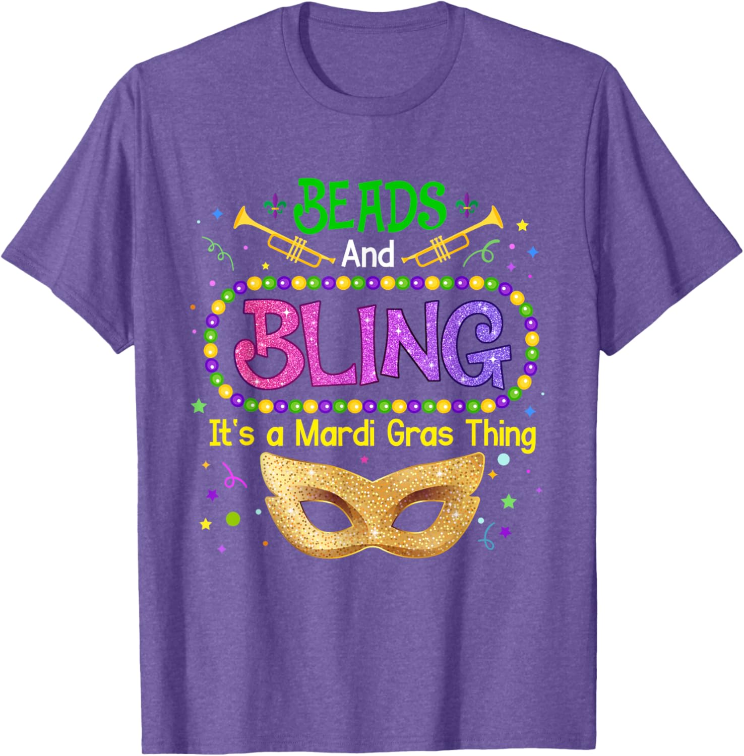Mardi Gras Beads & Bling Carnival Party T-Shirt for Festive Fun - 9