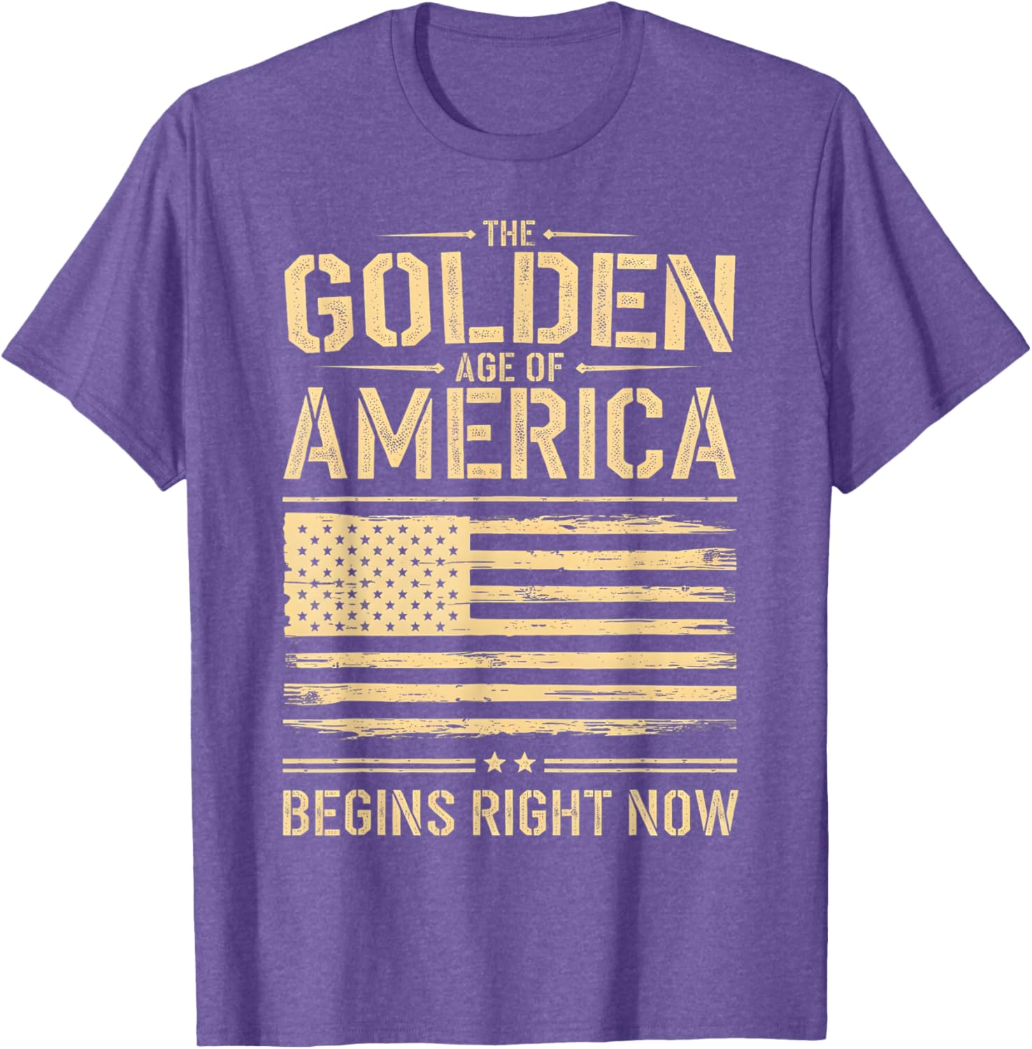 Golden Age of America Distressed T-Shirt with USA Flag Design - 15