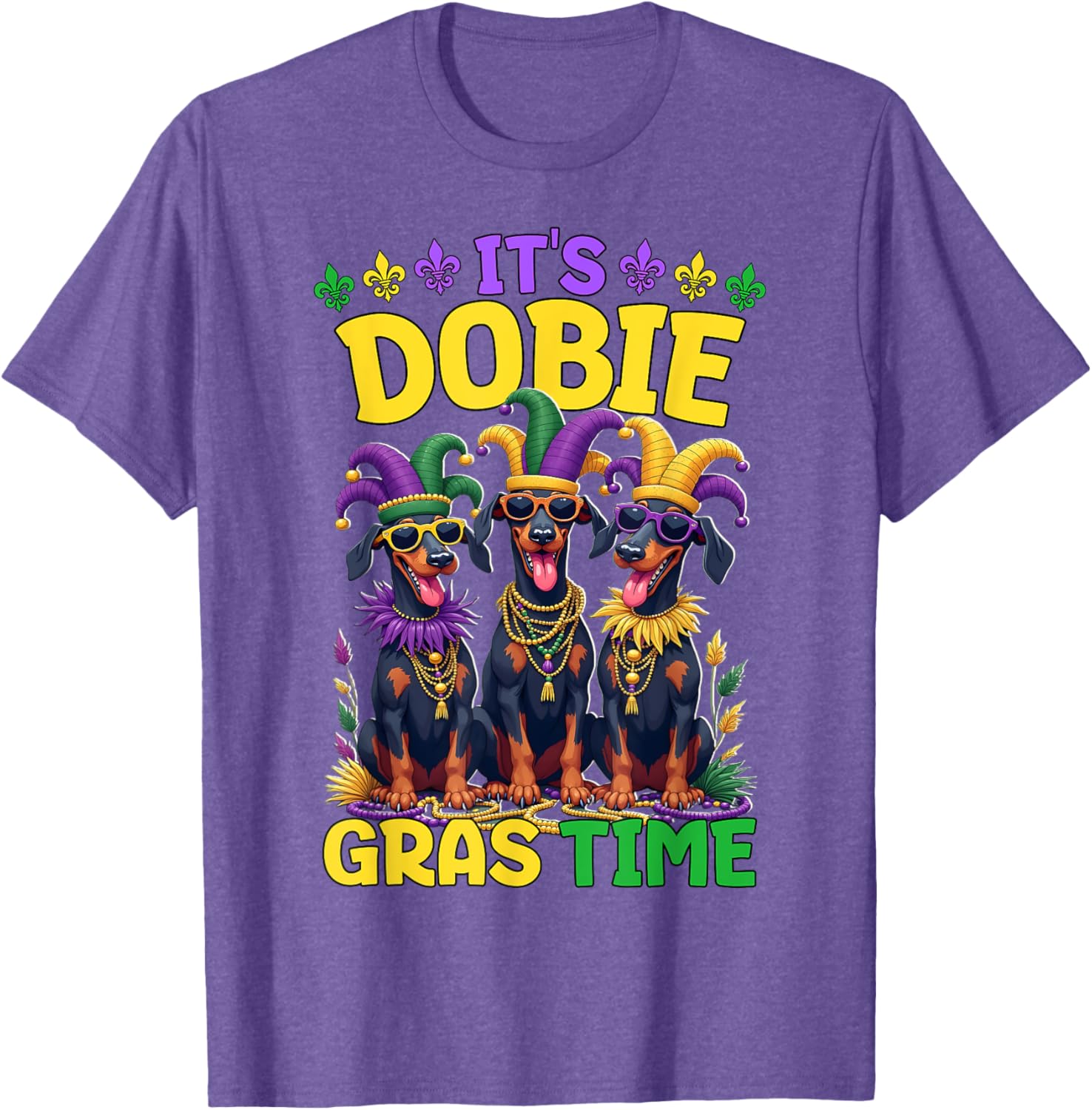 Mardi Gras Doberman T-Shirt Celebrating Carnival Festivities - 13