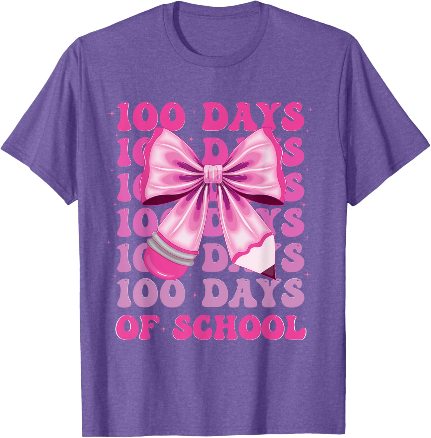100 Days of School Girls Coquette Bow T-Shirt for Celebrating 100th Day - 11