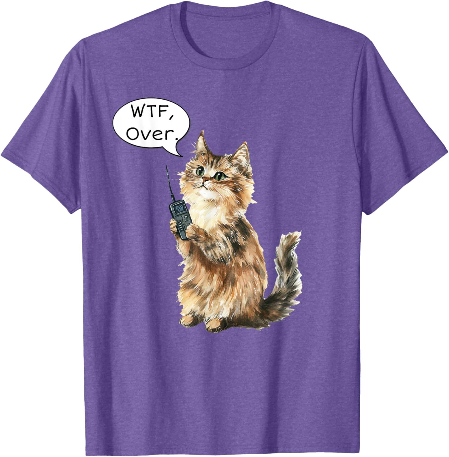WTF Over Walkie Talkie Fluffy Cat Meme T-Shirt for Cat Lovers - 9