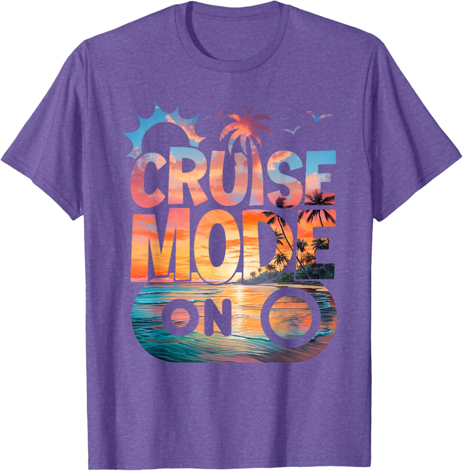 Cruise Mode On Tropical Sunset Family T-Shirt for Fun Vacation Vibes - 2