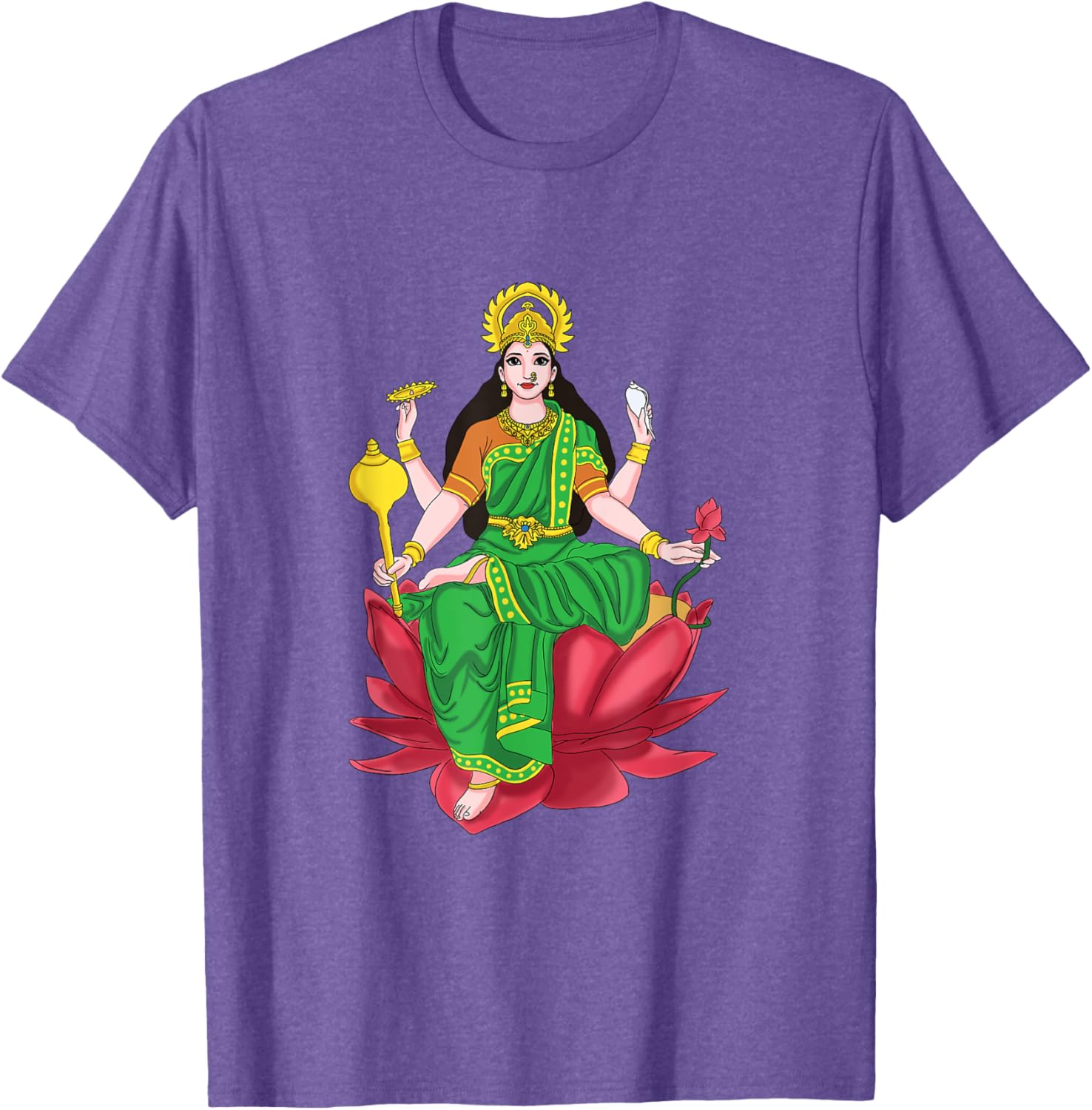 Laxmi Mata Diwali T-Shirt with Lotus Illustration for Pooja Celebrations - 9
