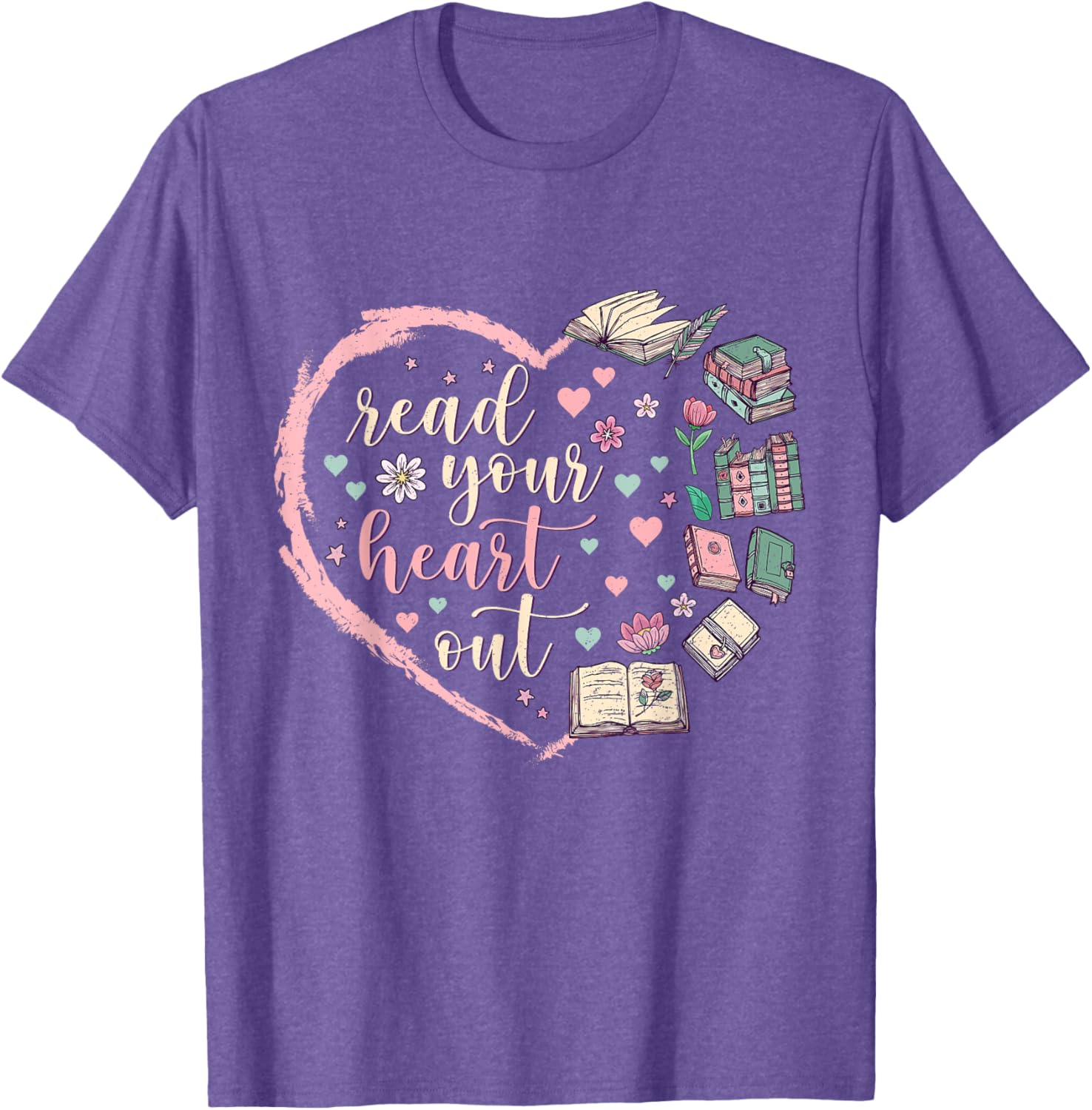 Valentine's Teacher T-Shirt for Book Lovers - Read Your Heart Out Design - 2