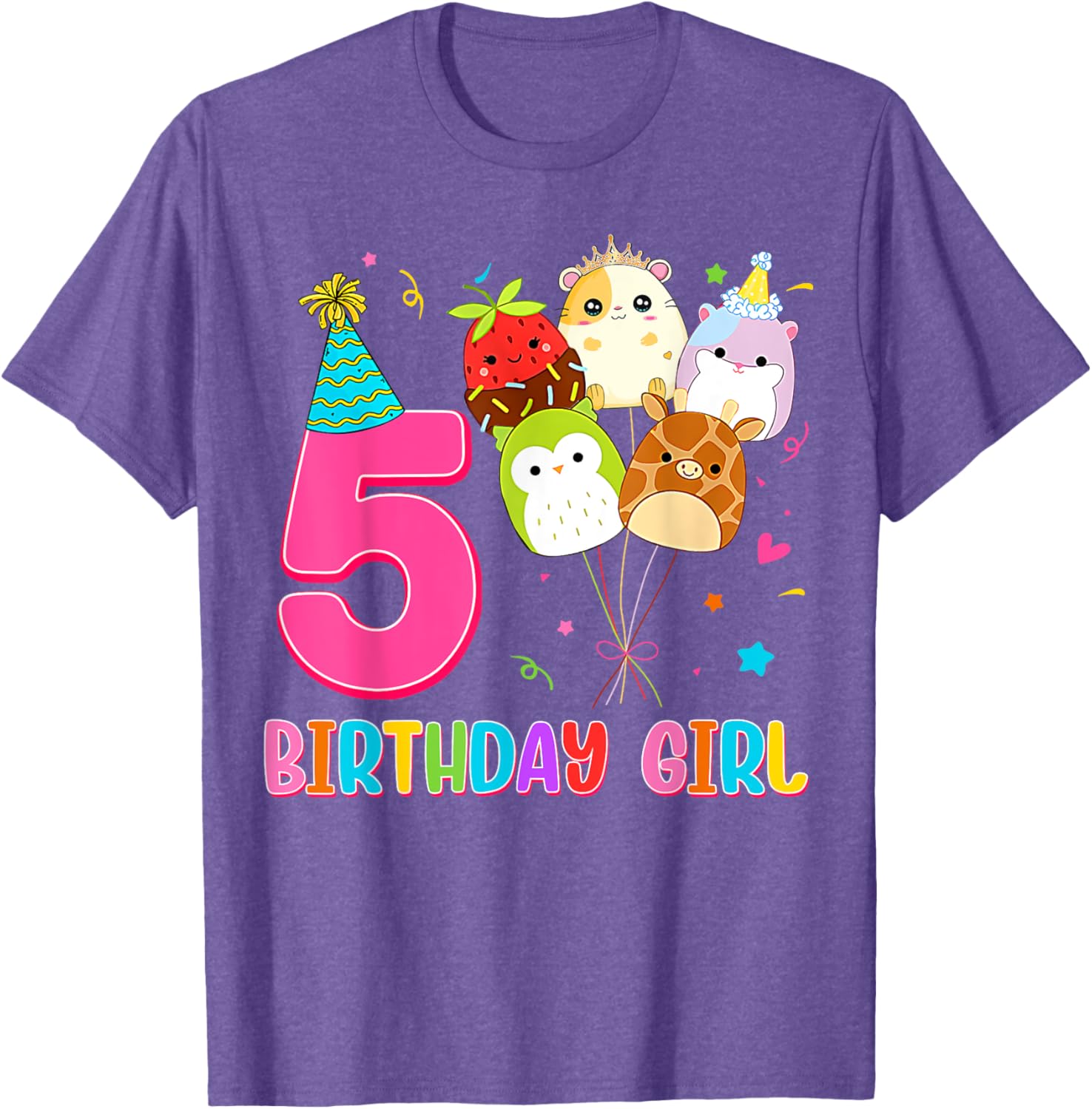 Cute Birthday Girl Squish Squad T-Shirt for 5 Year Old Girls - 23