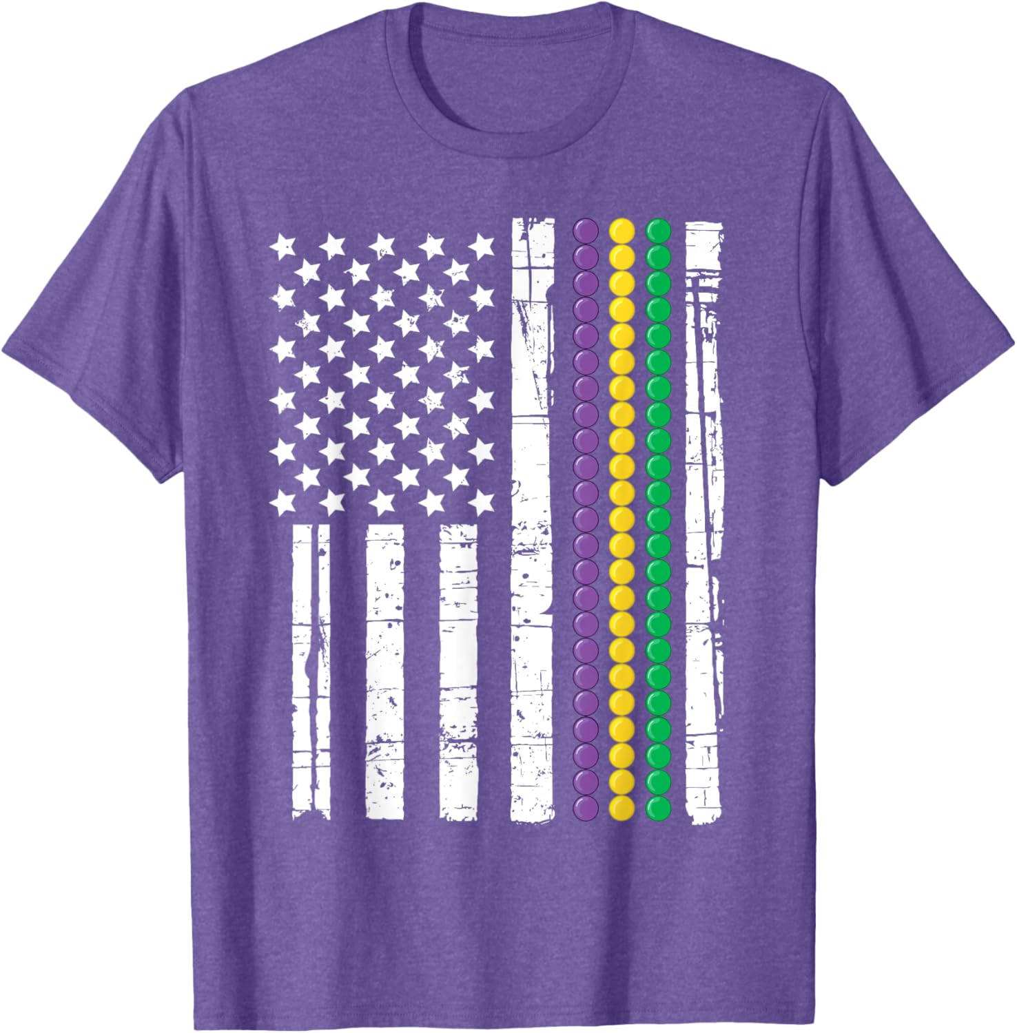 Mardi Gras USA Flag T-Shirt for Festive Celebrations and Events - 15