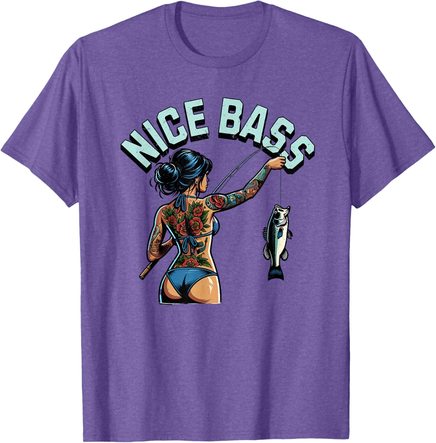 Stylish Bass Fishing Woman in Bikini T-Shirt for Outdoor Enthusiasts - 7