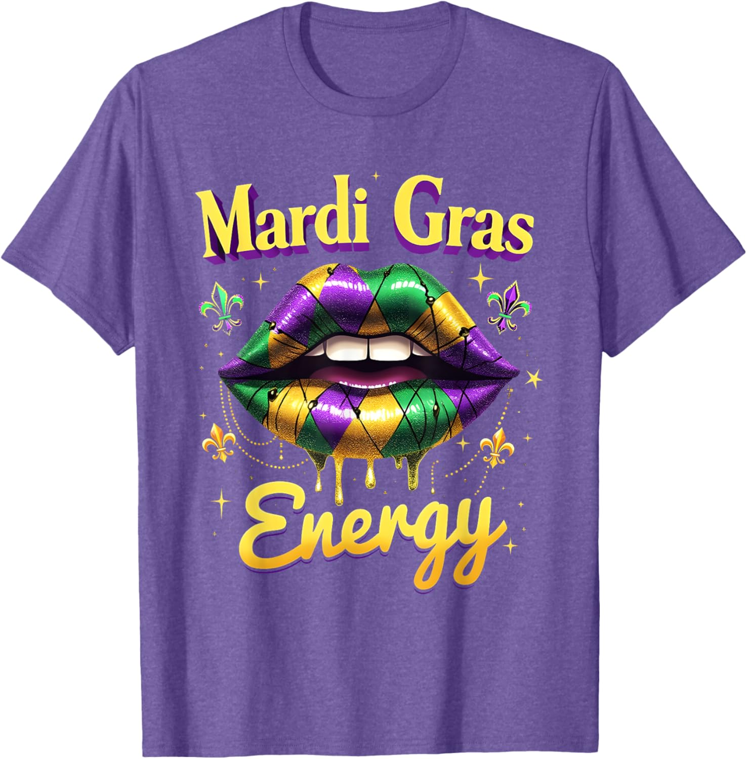 Mardi Gras Energy Carnival Lips T-Shirt New Orleans 2025 Costume Wear - 1