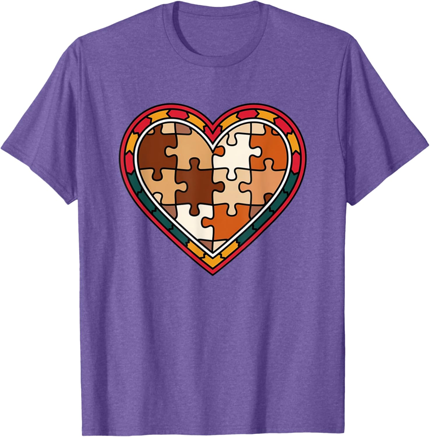 Melanin Heart Puzzle Black History Motivational Afro T-Shirt for All - 6