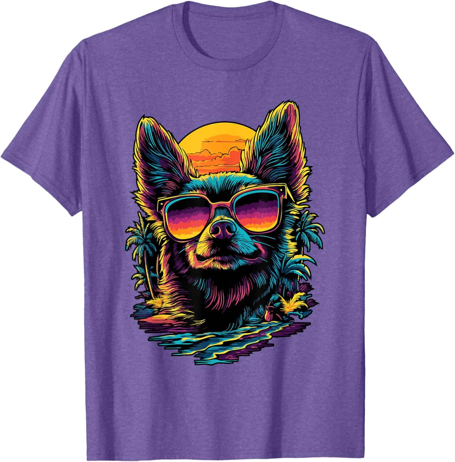 Vintage Sunset Chihuahua T-Shirt for Dog Lovers - Cute Pet Apparel - 11