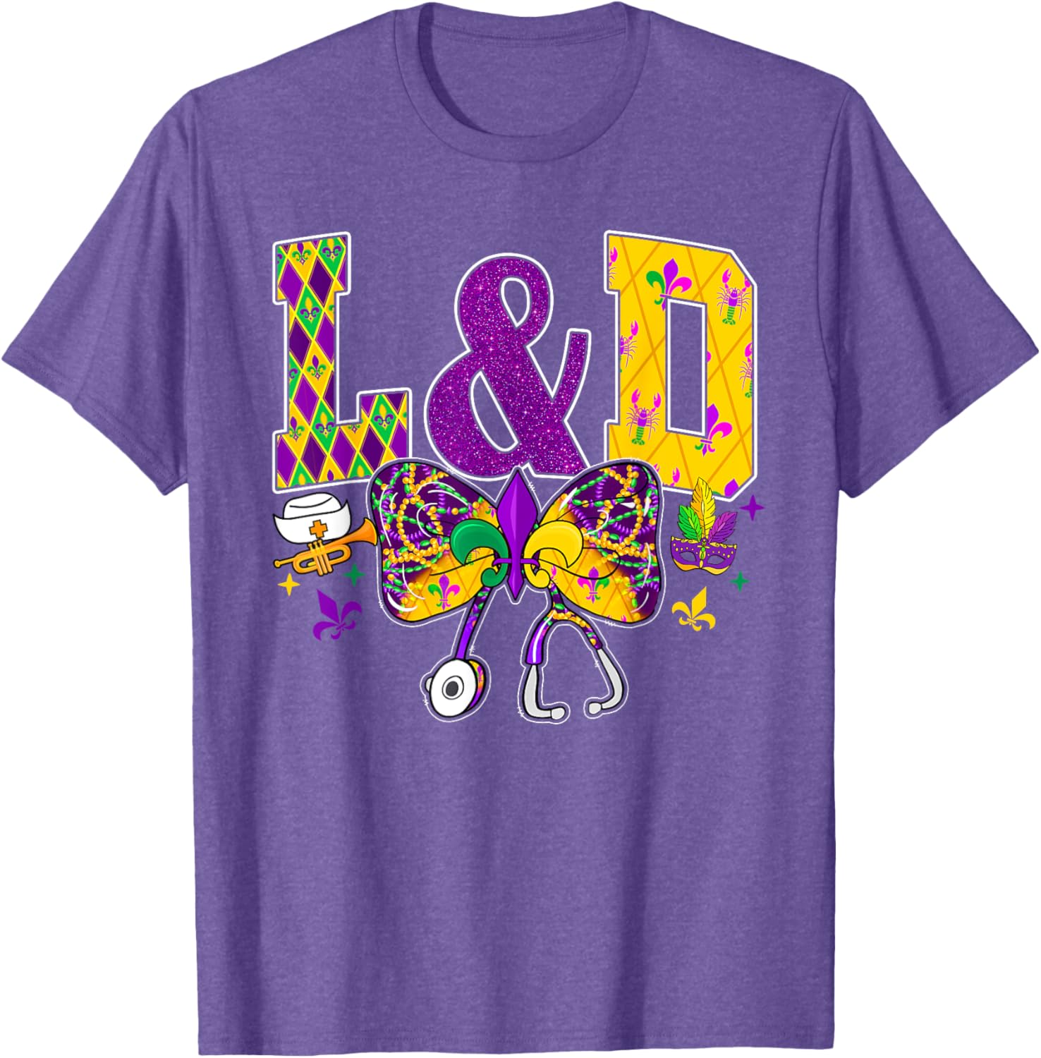 Funny Mardi Gras Coquette Bow T-Shirt for Men and Women Carnival Fun - 11