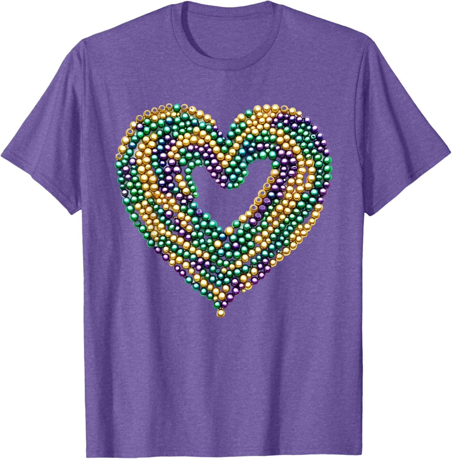 Funny NOLA Strong Mardi Gras T-Shirt with Heart and Beads Design - 1
