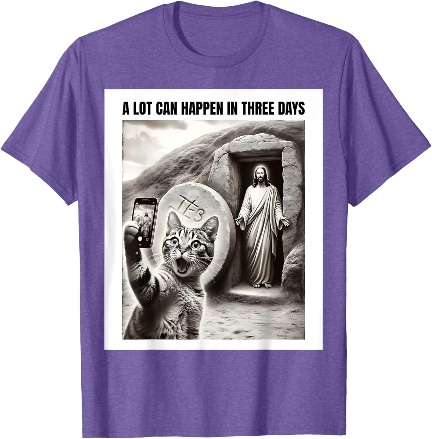 Easter Meme Cat Selfie T-Shirt for Men, Women, Kids – Fun Christian Apparel - 4