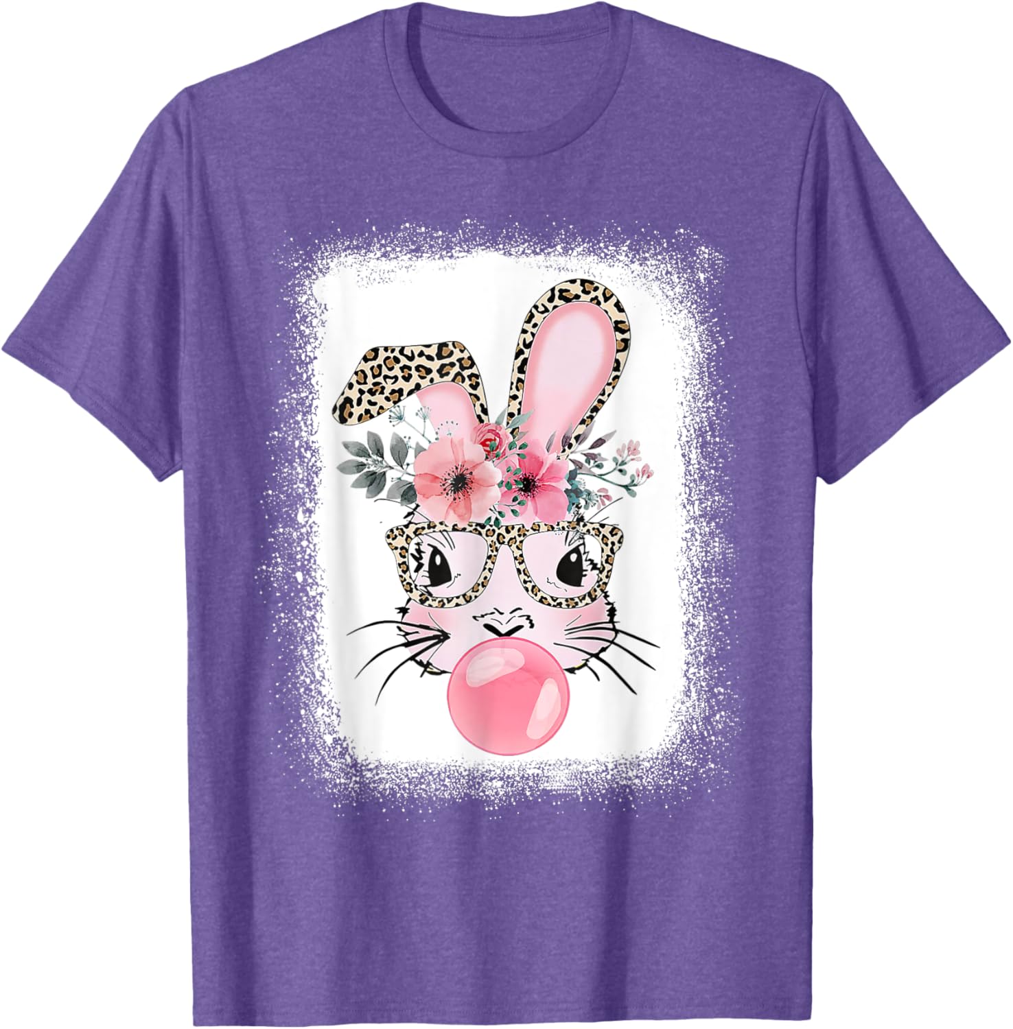 Cute Bleached Bunny Blowing Bubble Gum T-Shirt for Easter Celebrations - 19