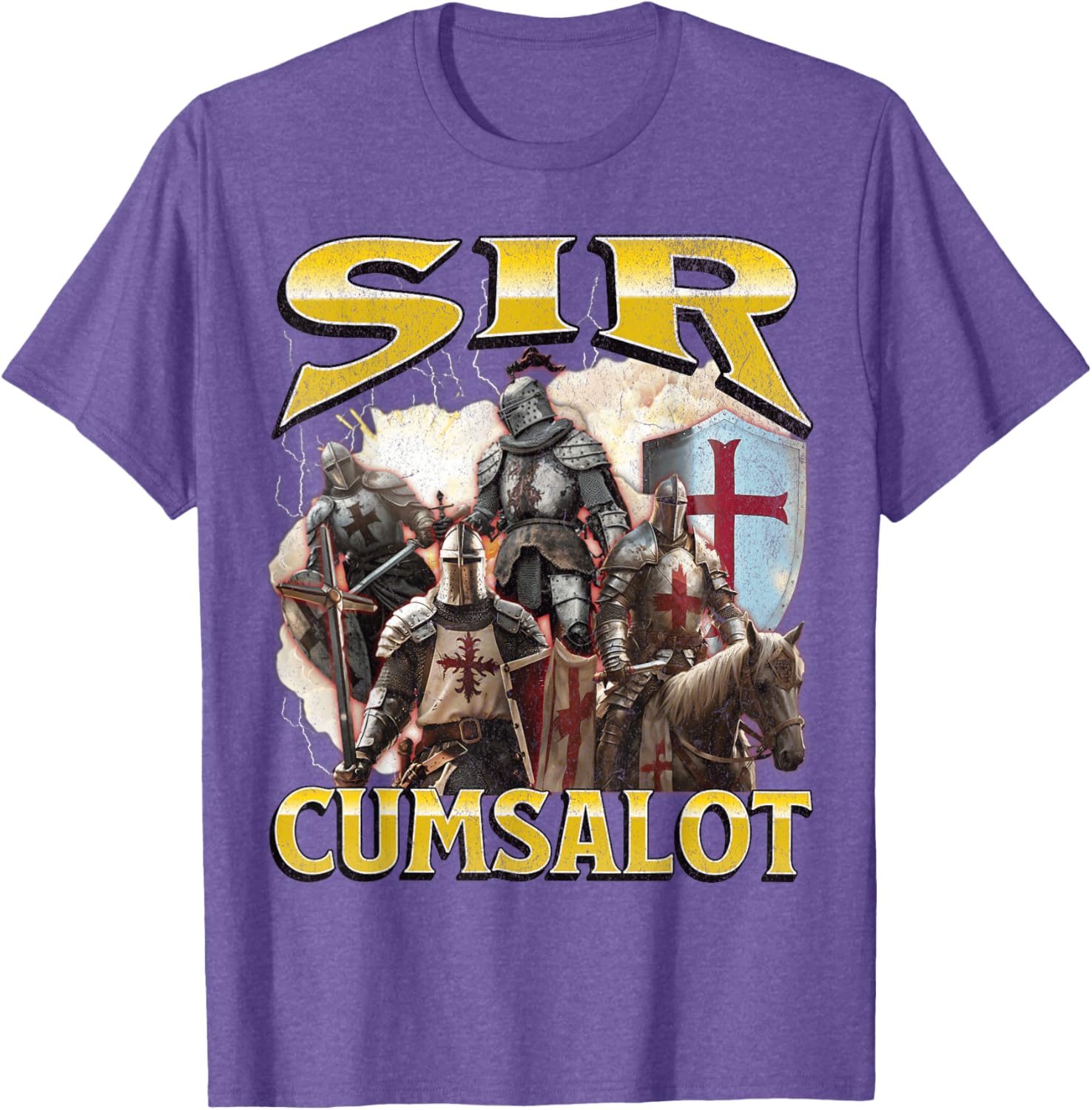 Sir Cumsalot Funny Offensive Knight Meme Graphic T-Shirt for Adults - 12