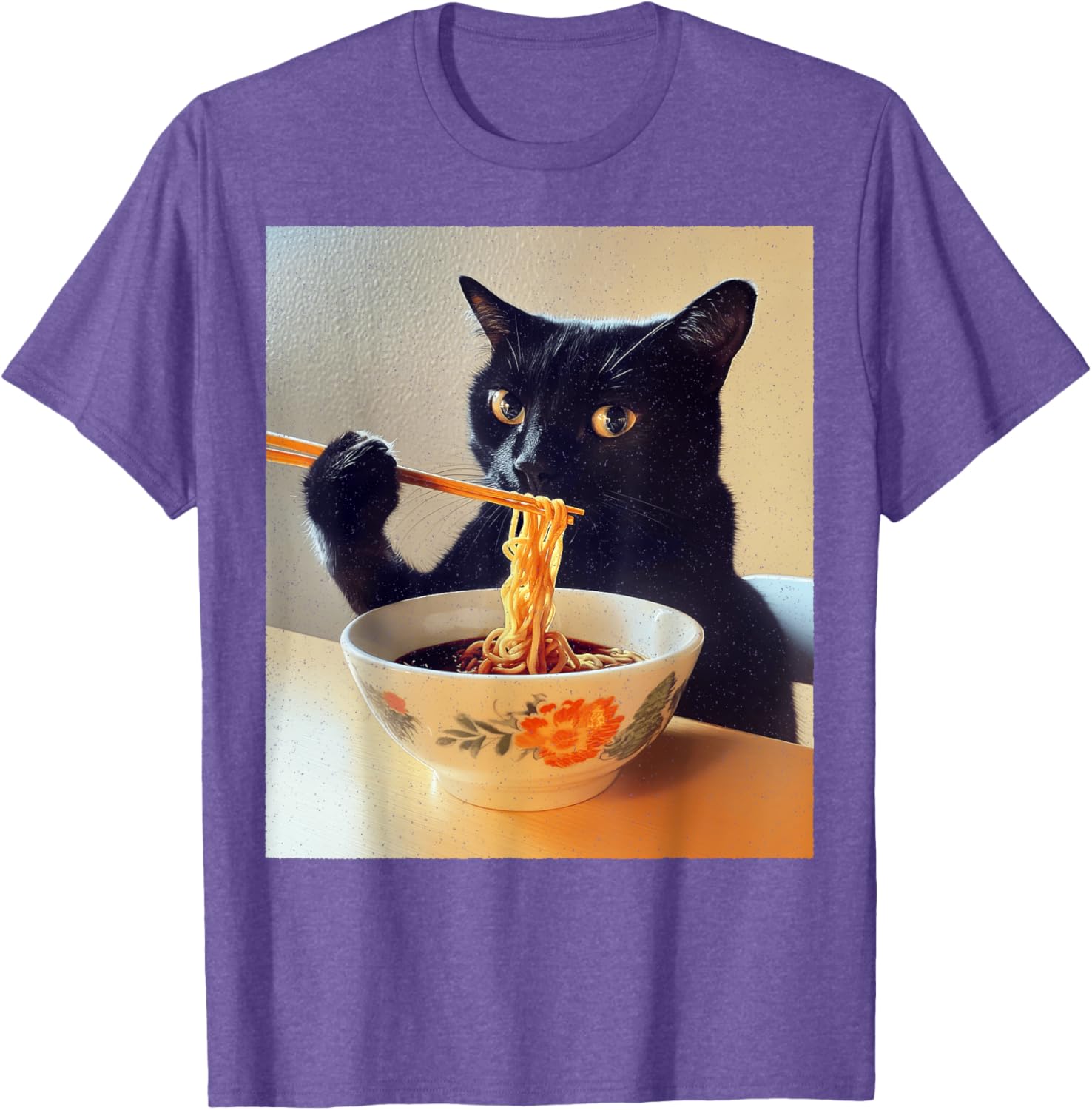 Funny Black Cat Ramen Lover T-Shirt for Noodle Enthusiasts - 25