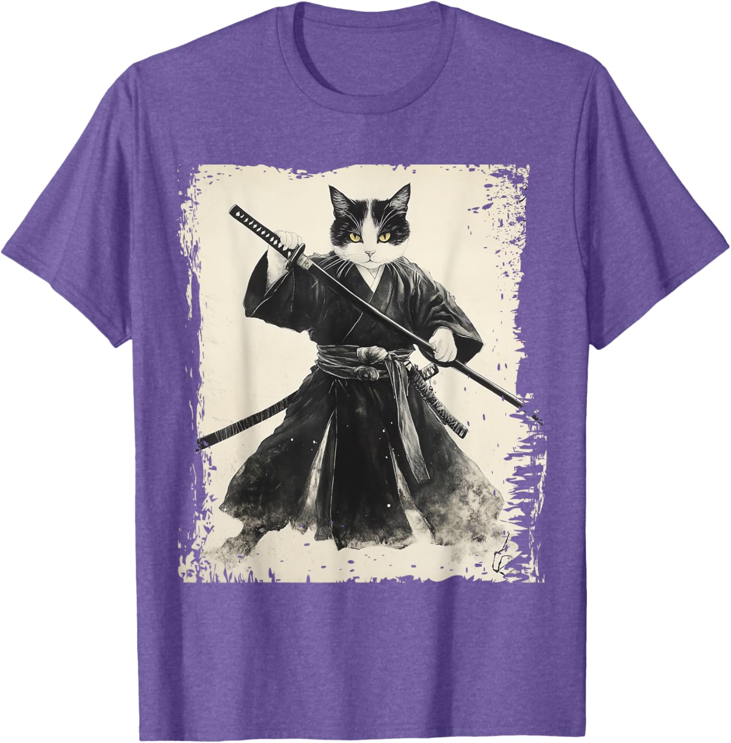 Samurai Cat Ukiyo-e Vintage Art Warrior Graphic T-Shirt for Cat Lovers - 5