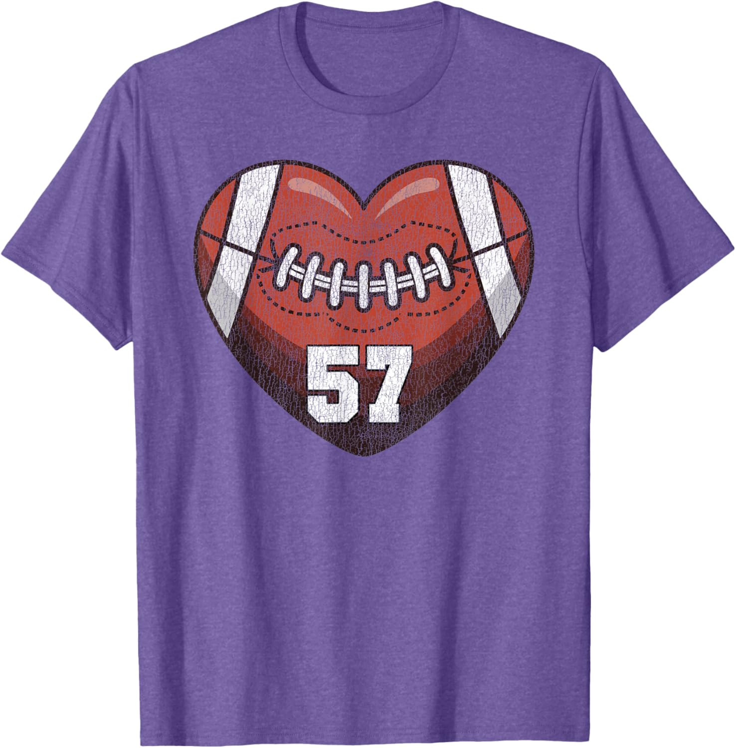 Football Number 57 Distressed Heart T-Shirt for Proud Football Moms - 15