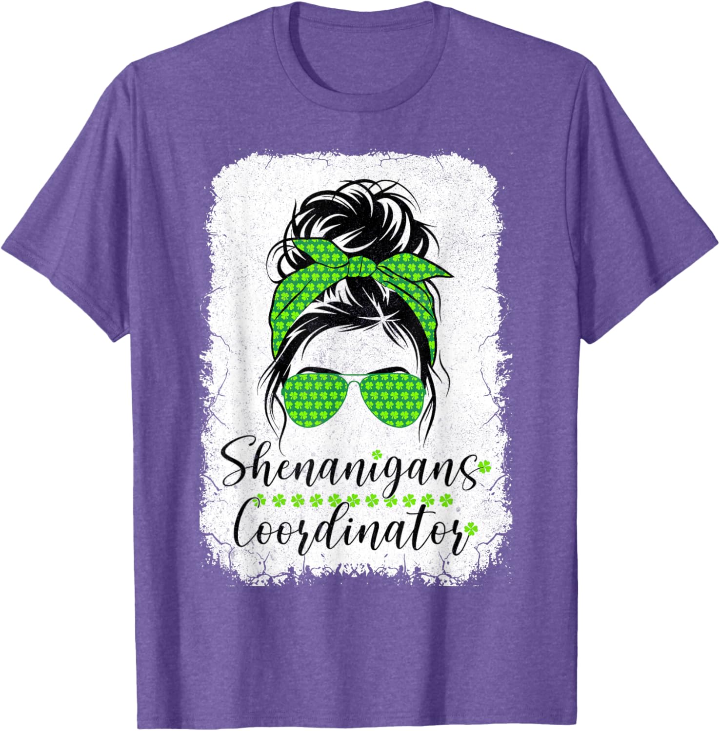 Shenanigans Coordinator Messy Bun St Patricks Day T-Shirt for Women - 24